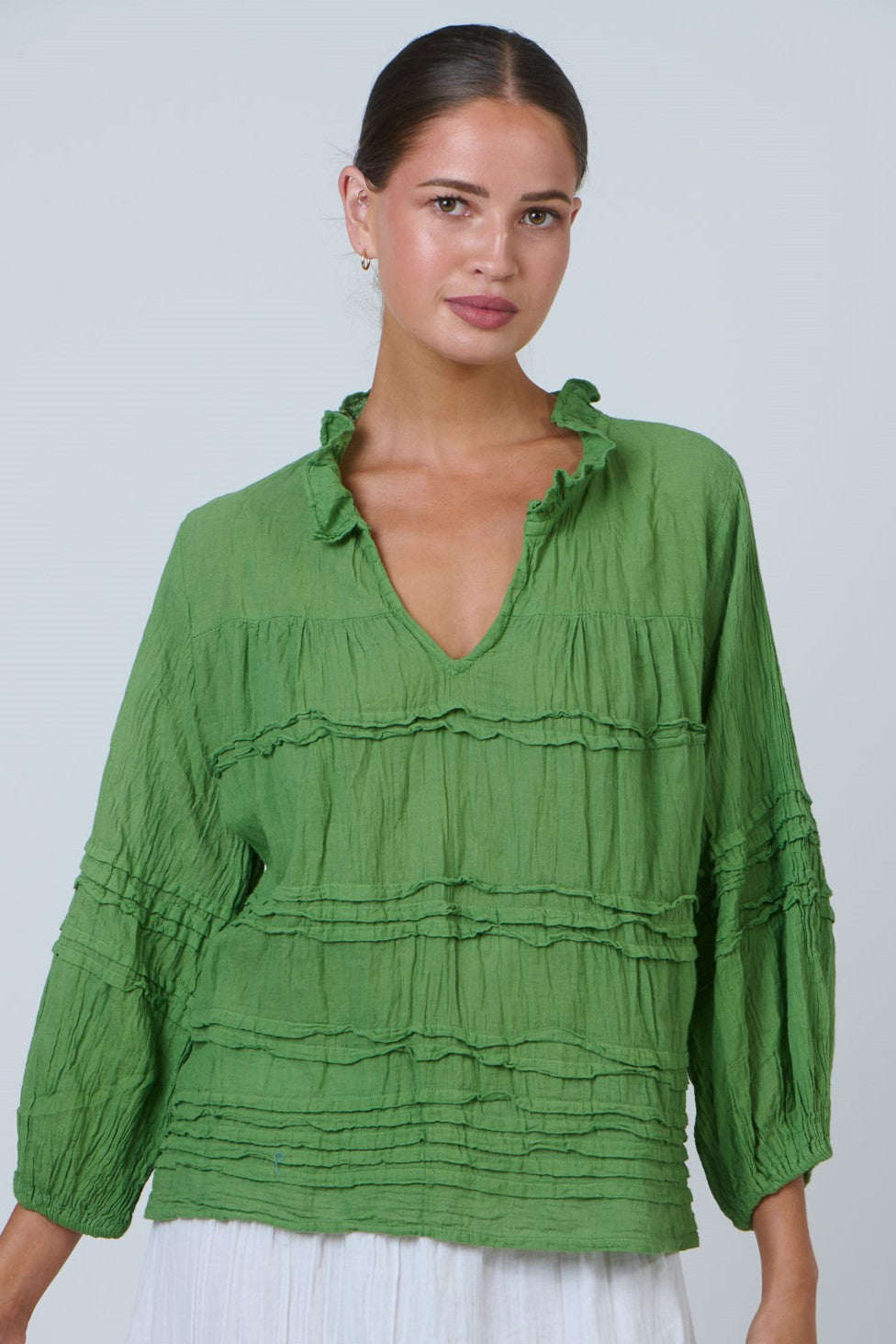 Crinkle V-Neck Top