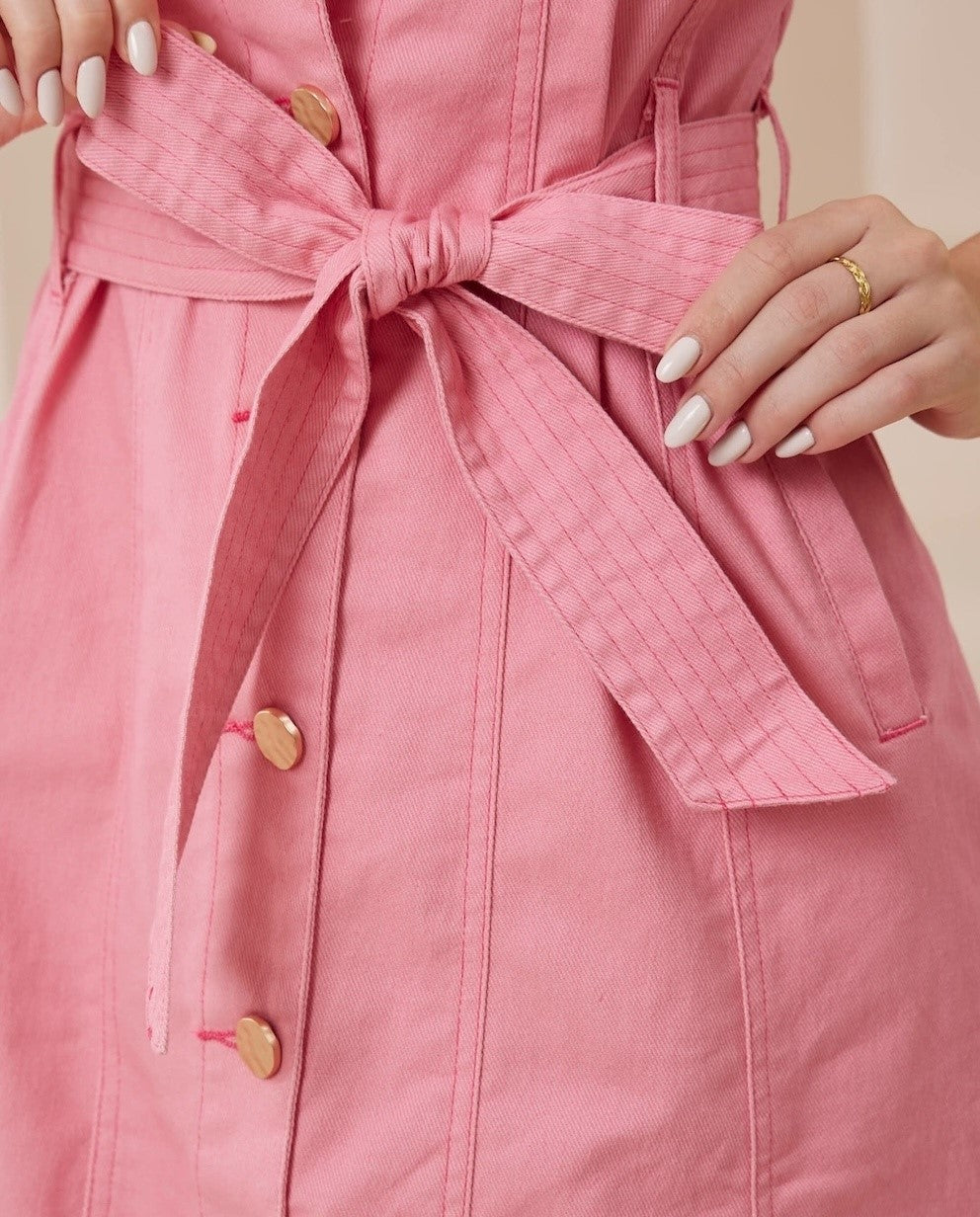 Sleeveless Mini Shirt Dress