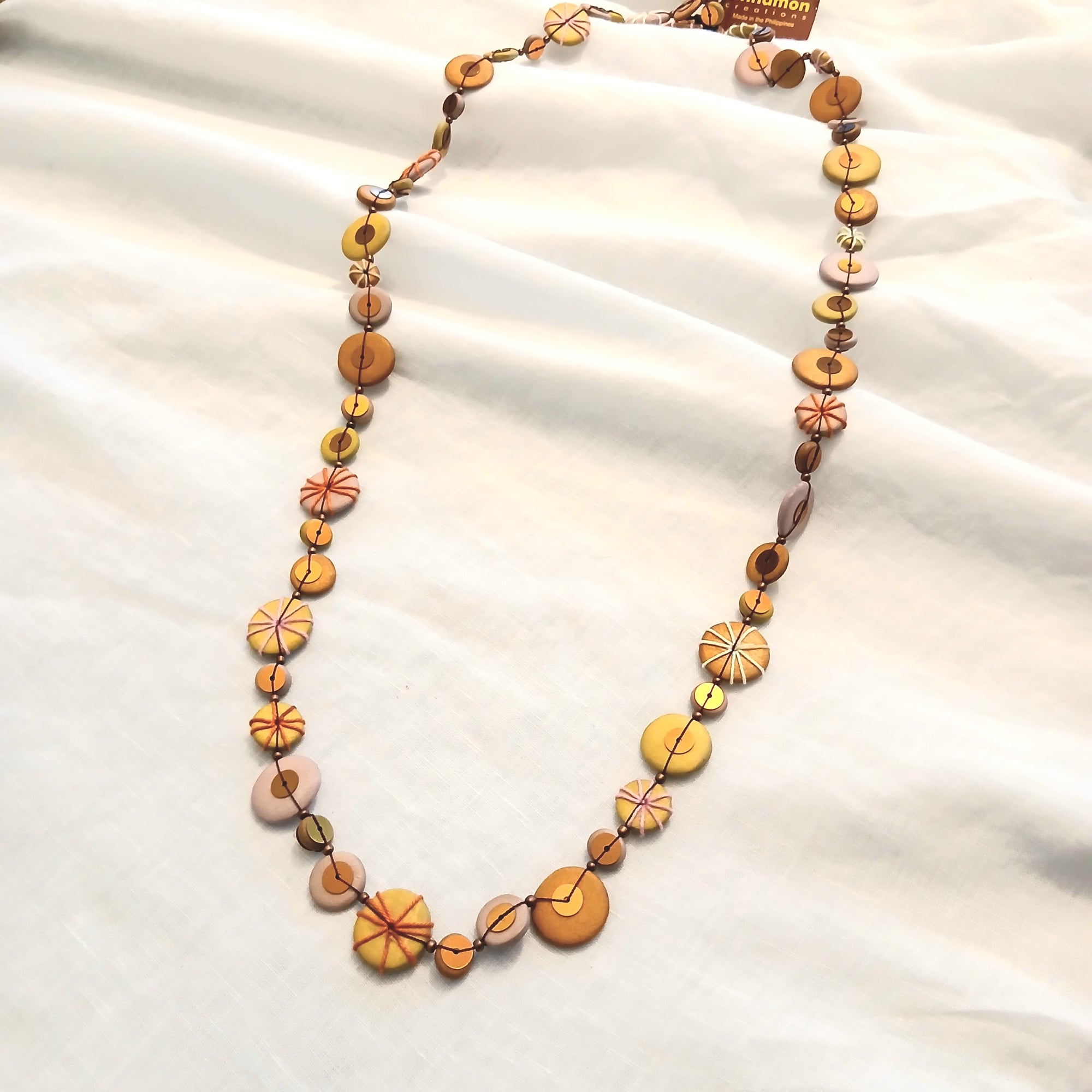 Long Embroidered Beads Necklace