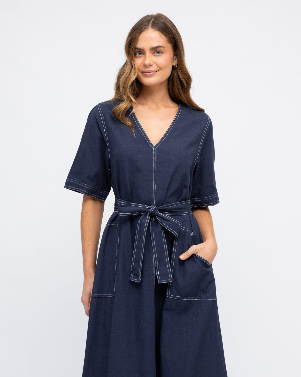 Contrast Stitch Maxi  Dress