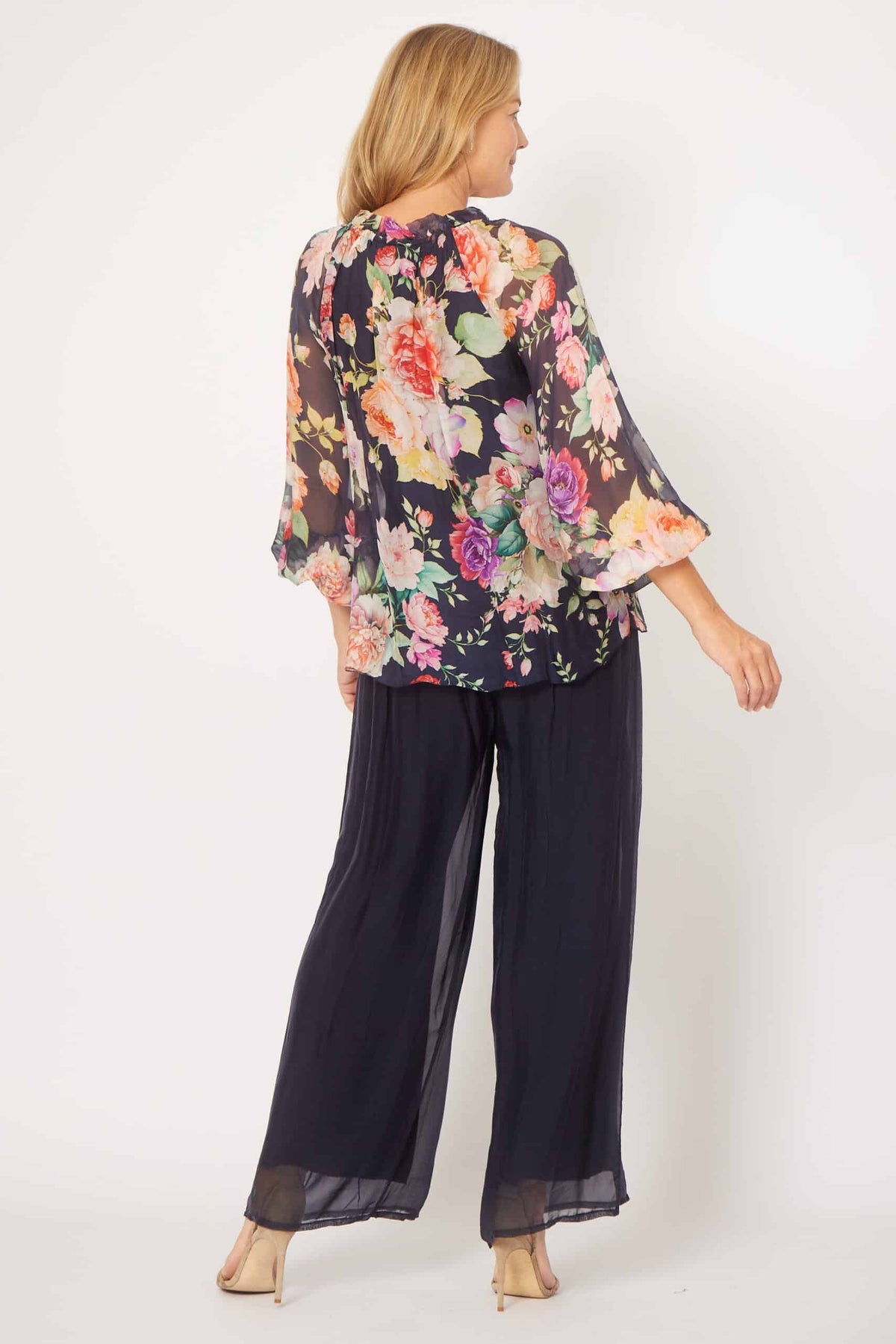 High Frill Tie Neck Top