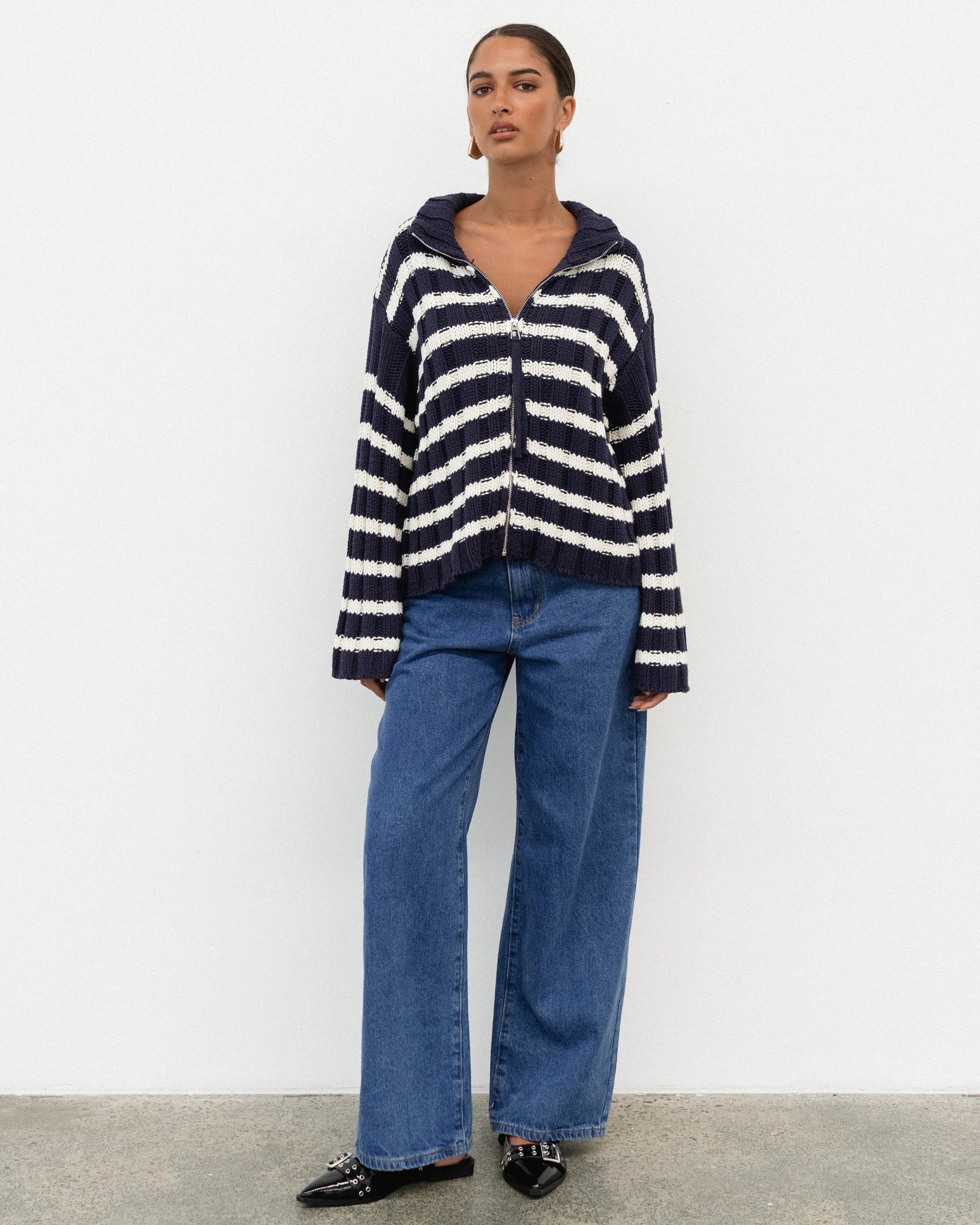 Eska Stripe Knit Bomber Cardi