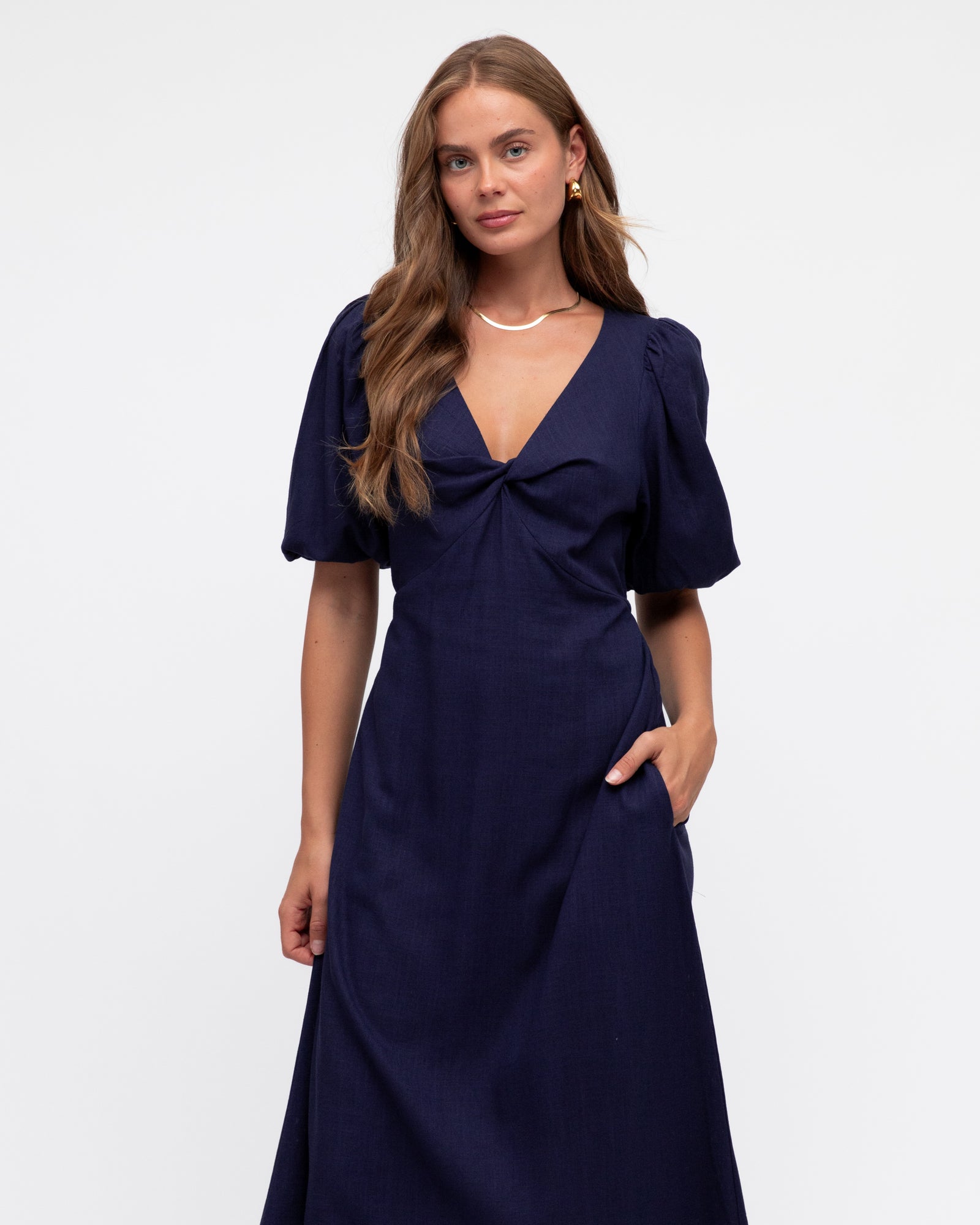 Twist Front Midi Dress