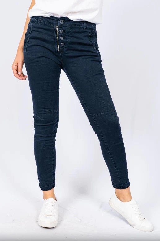 Primavera Zip Button Fly  Cotton Jeans by the Italian Closet at Kindred Spirit Boutique & Gift