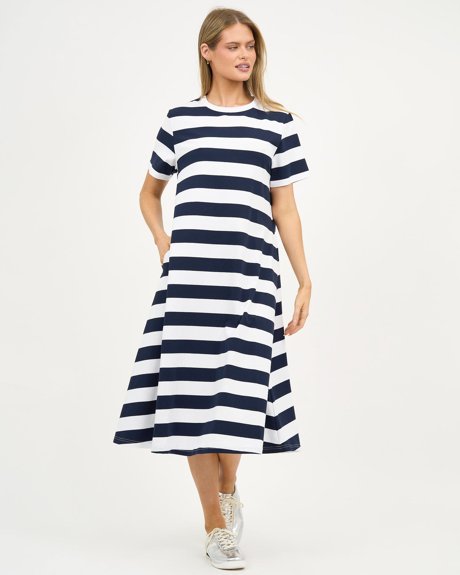 Wide Stripe Cotton Dress