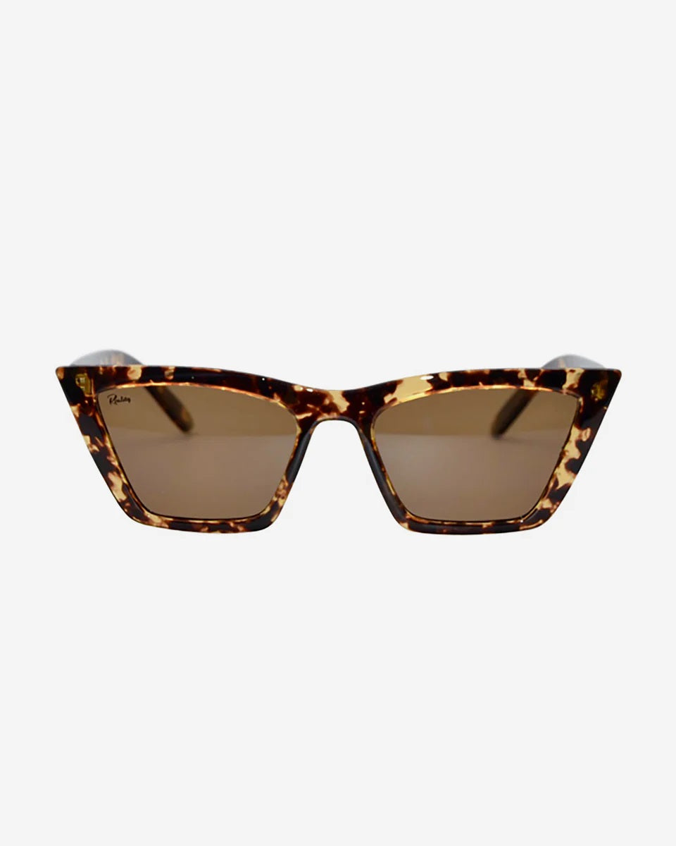 Reality Eyewears Lizette Sunglasses in Tortoiseshell Honey Turtle. 