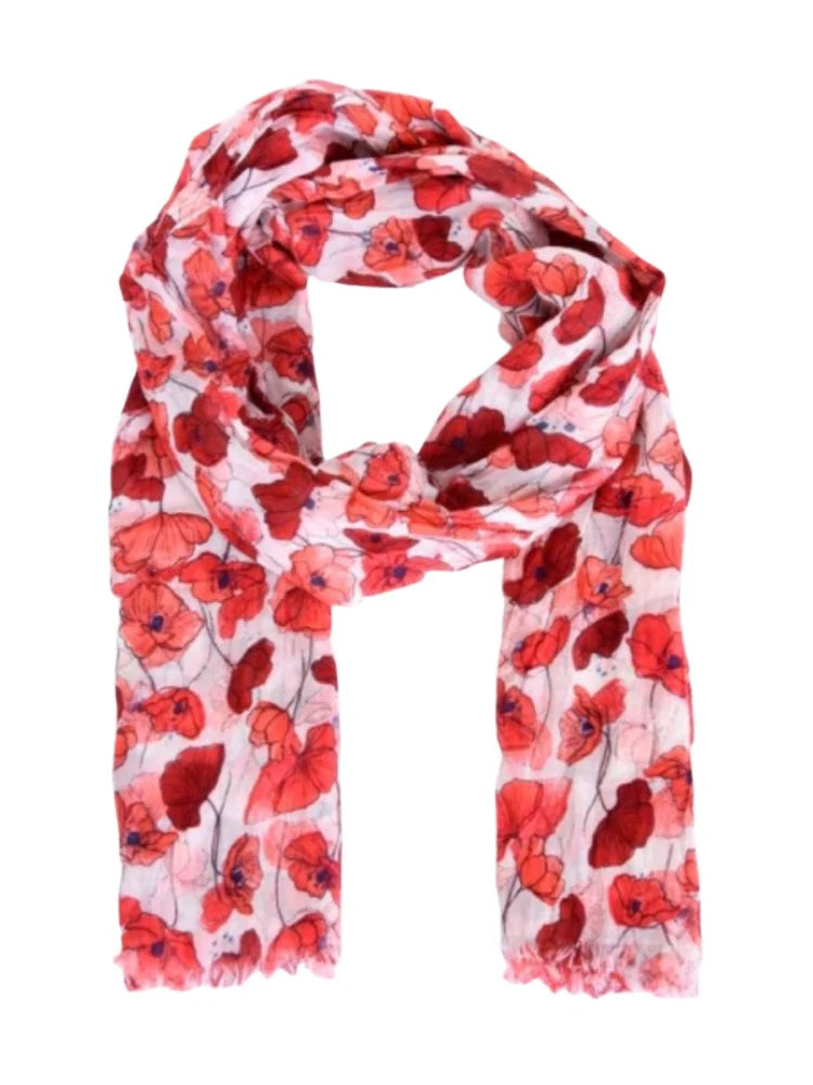 Poppy Print Cotton Scarf