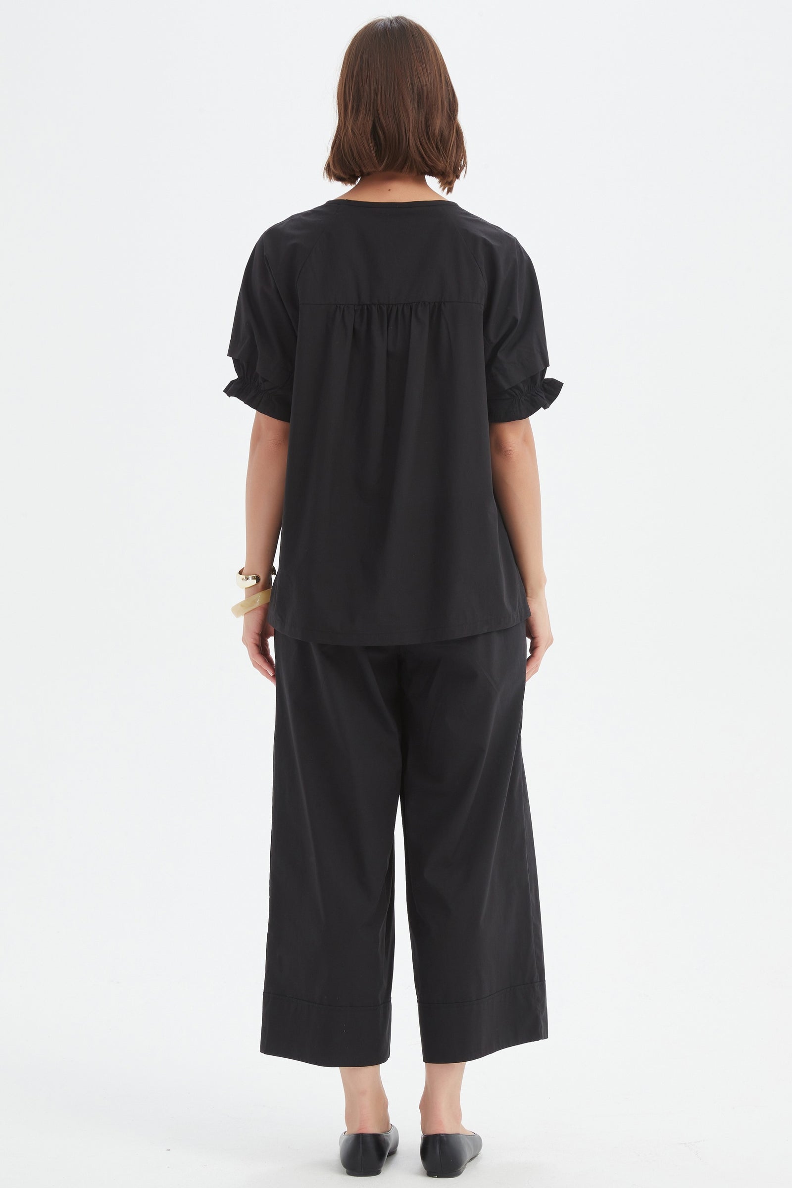 Ruffle Sleeve Lyocell Top