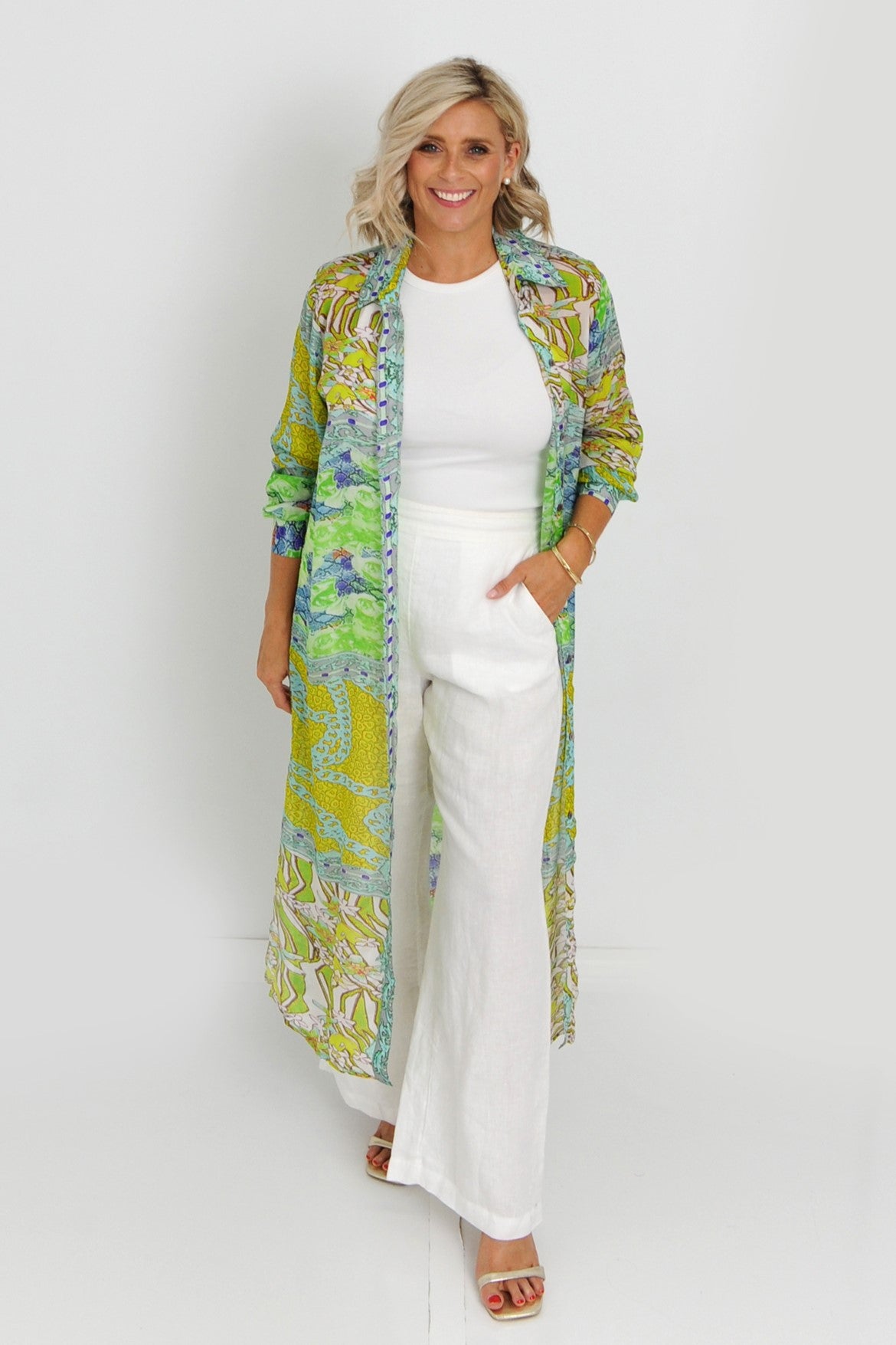 Sage Silk Shirt Dress