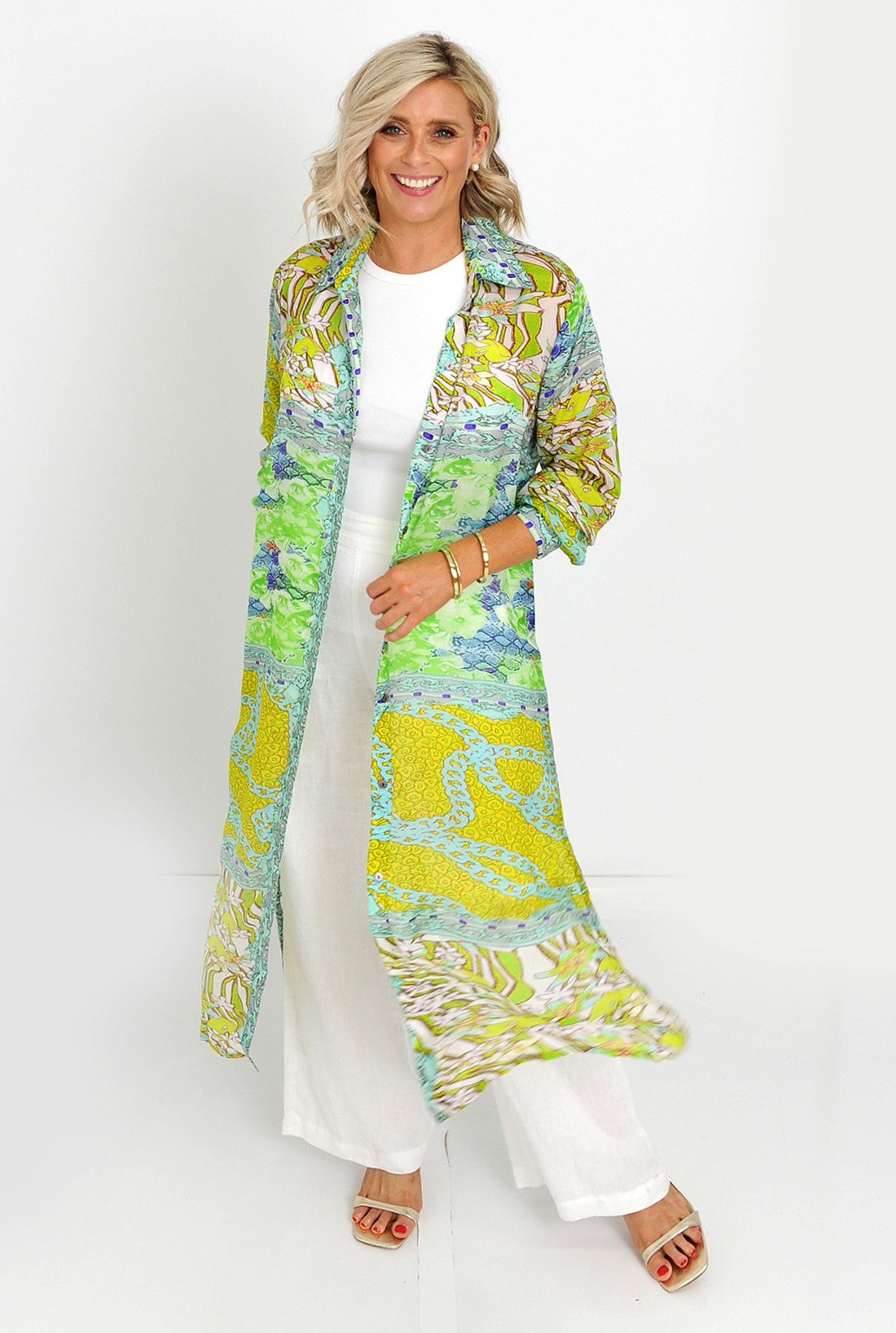 Sage Silk Shirt Dress in Green and Yellow by Ivy Pearl - Kindred Spirit - Kindred Spirit Boutique & Gift Sage Silk Shirt Dress in Green and Yellow by Ivy Pearl - Kindred Spirit - Kindred Spirit Boutique & Gift