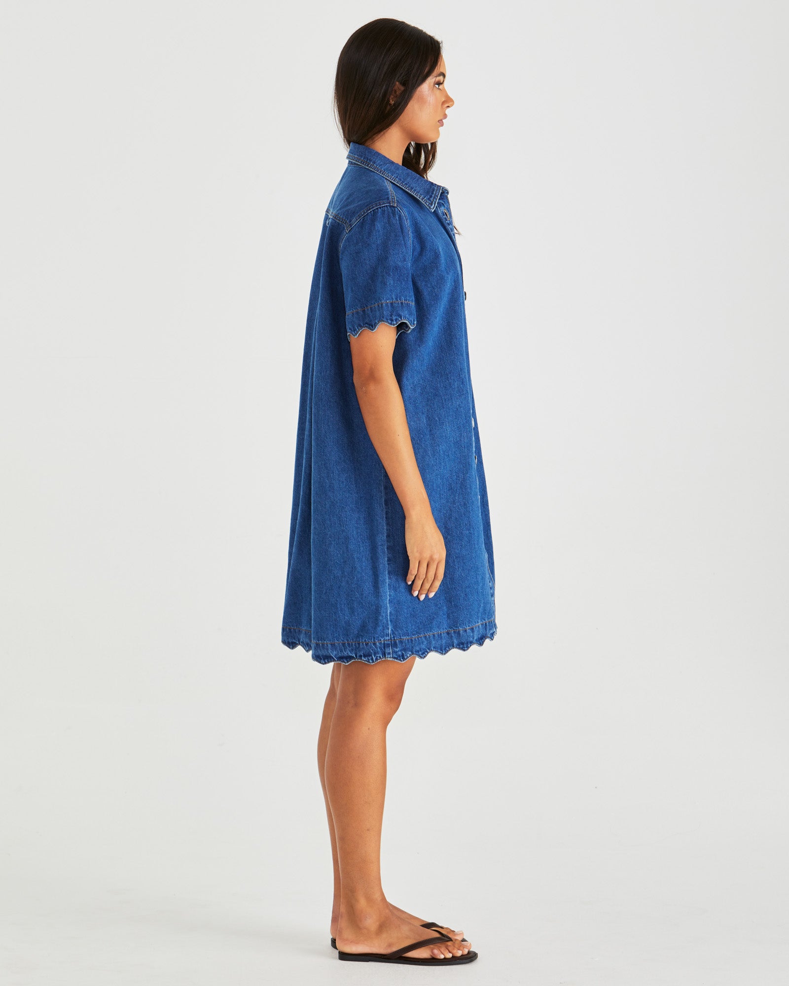 Vale Scalloped Denim Dress