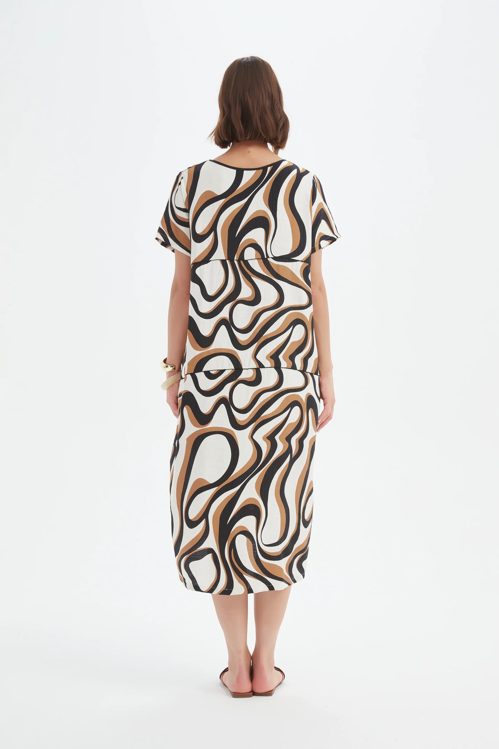 Panel Print Dress in Caramel Swirl by Tirelli - Kindred Spirit Boutique