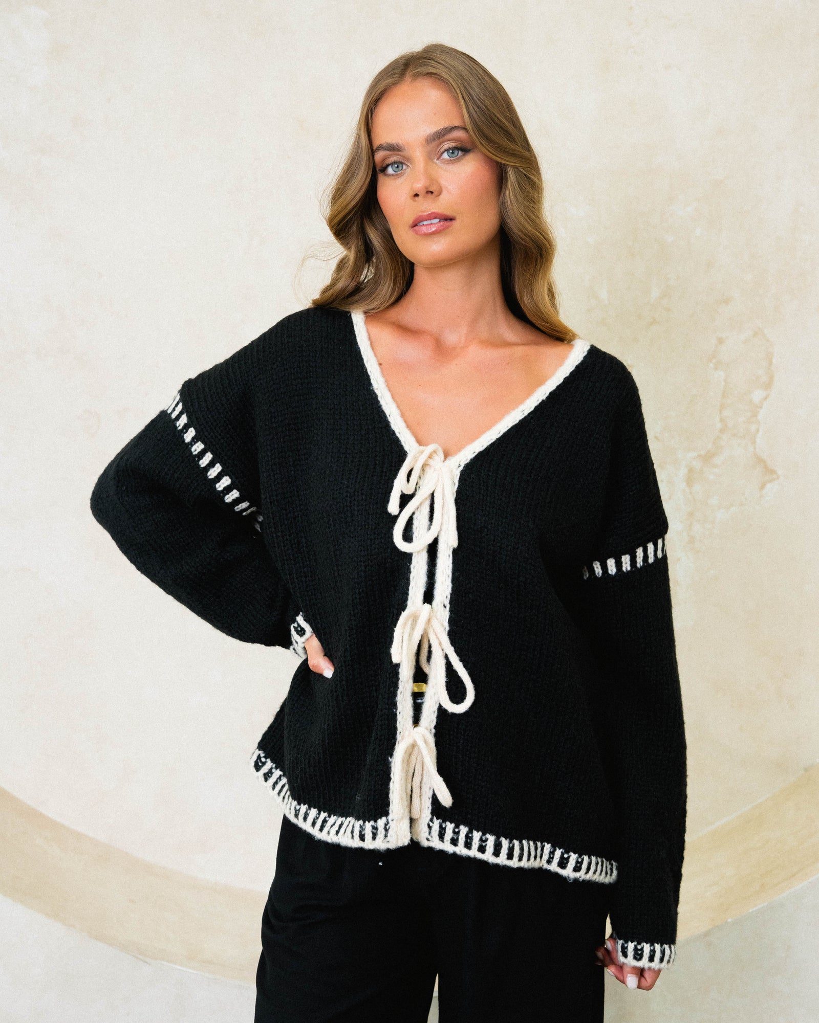 Tie Front Knit Cardigan