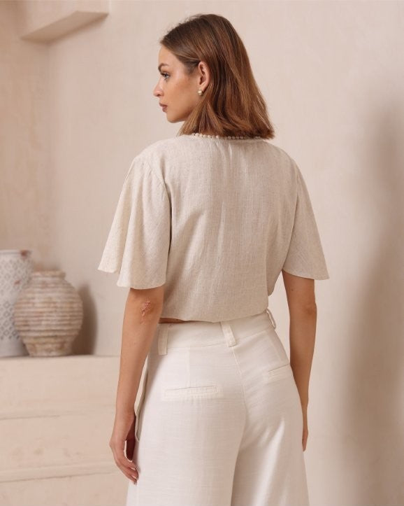 Tie Front Lace Detail Shirt