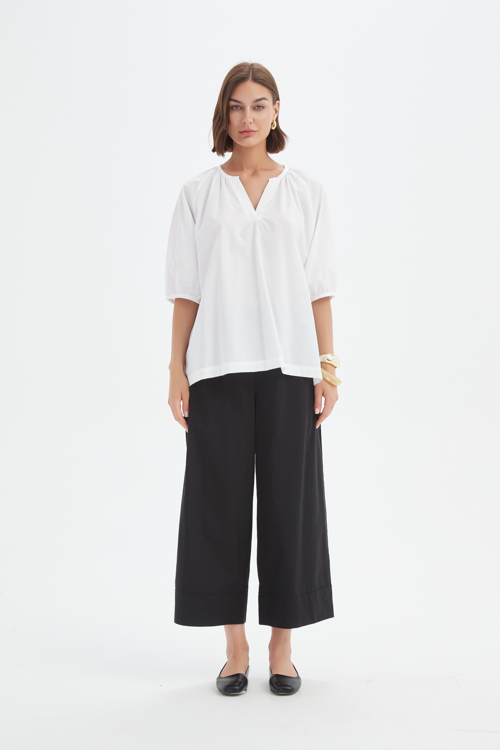 Gathered Notch Neck Top