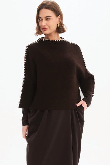 Contrast Stitch Detail Knit Top