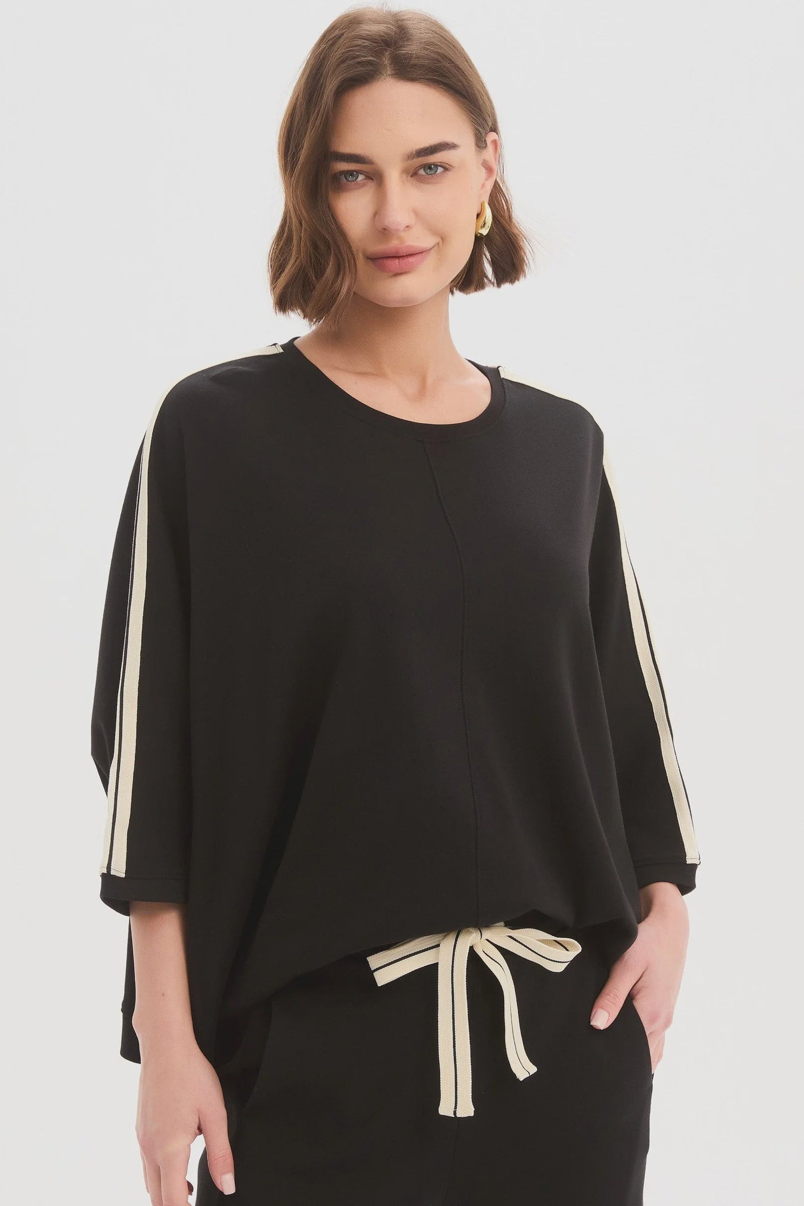 Oversized 3/4 Stripe Sleeve Tee