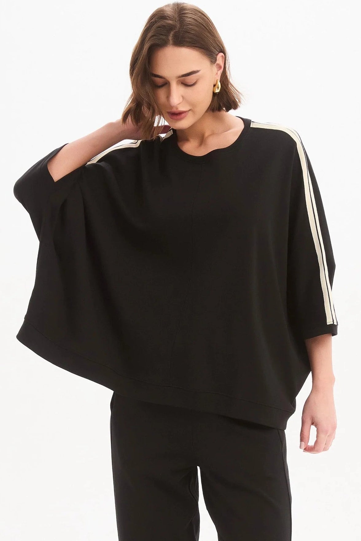 Oversized 3/4 Stripe Sleeve Tee