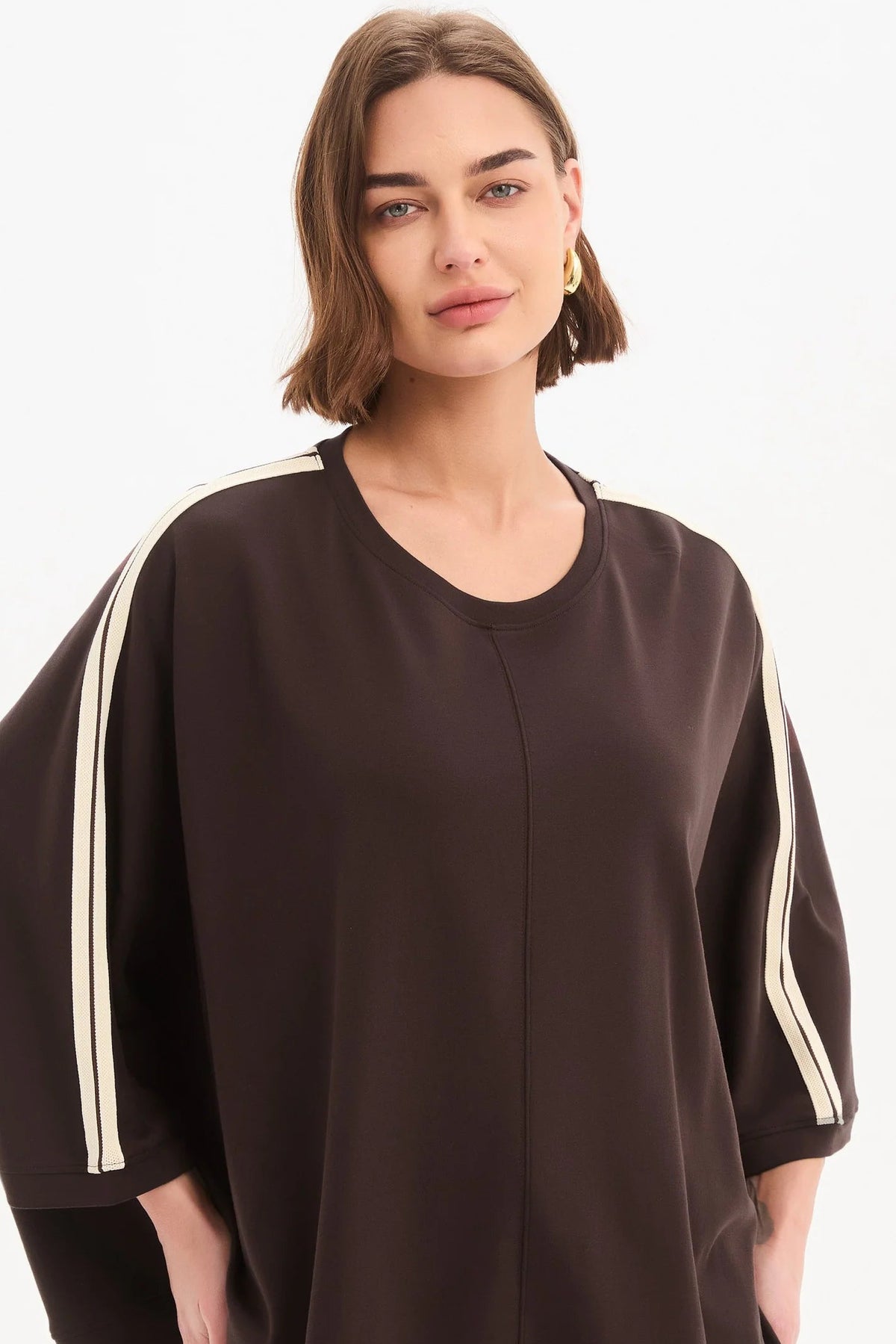 Oversized 3/4 Stripe Sleeve Tee
