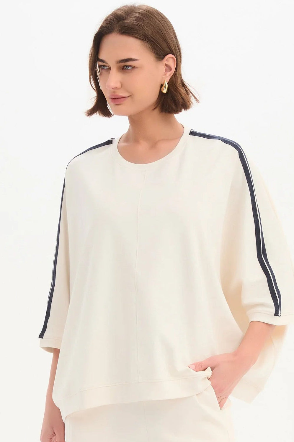 Oversized 3/4 Stripe Sleeve Tee