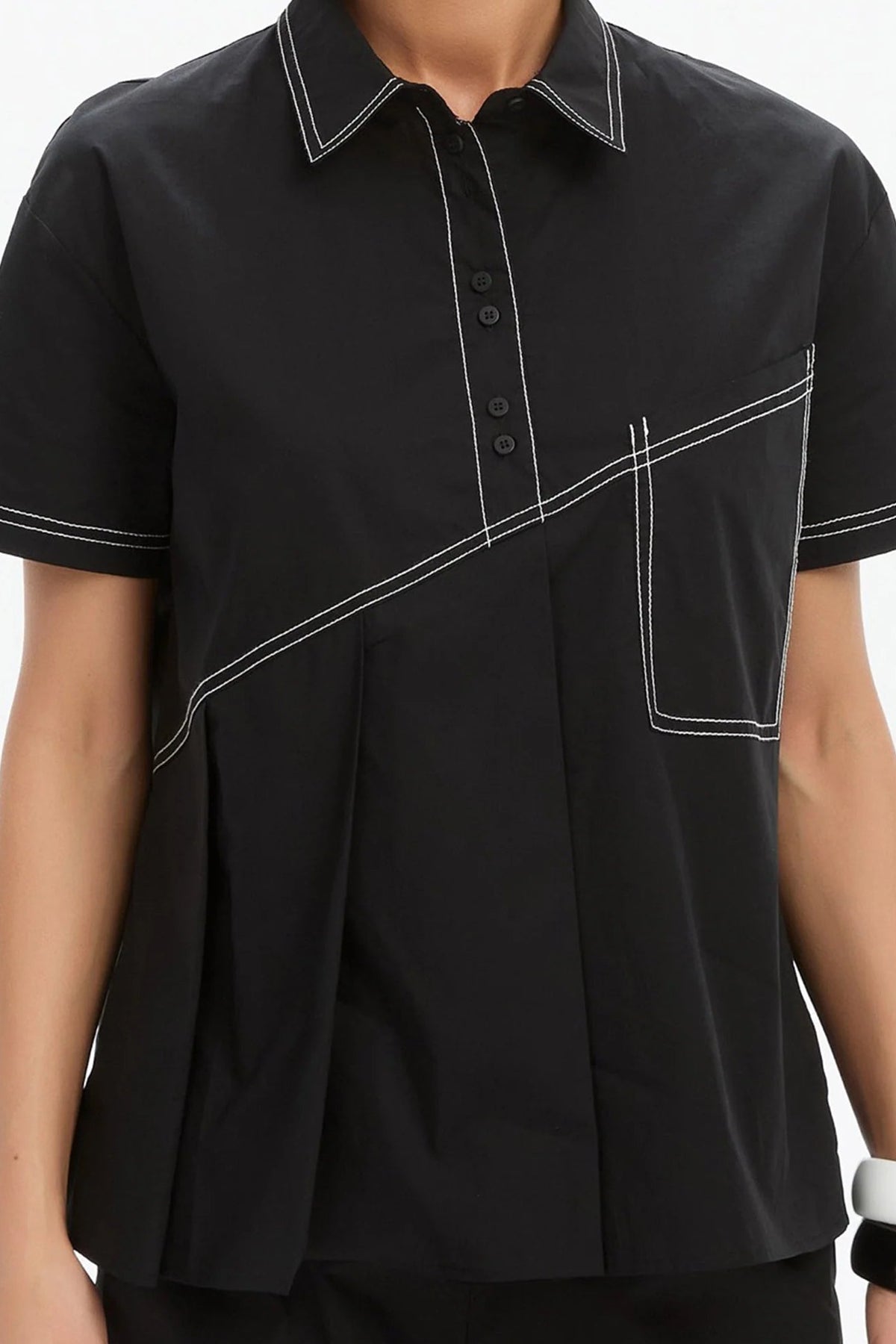 Pleated Contrast Shirt