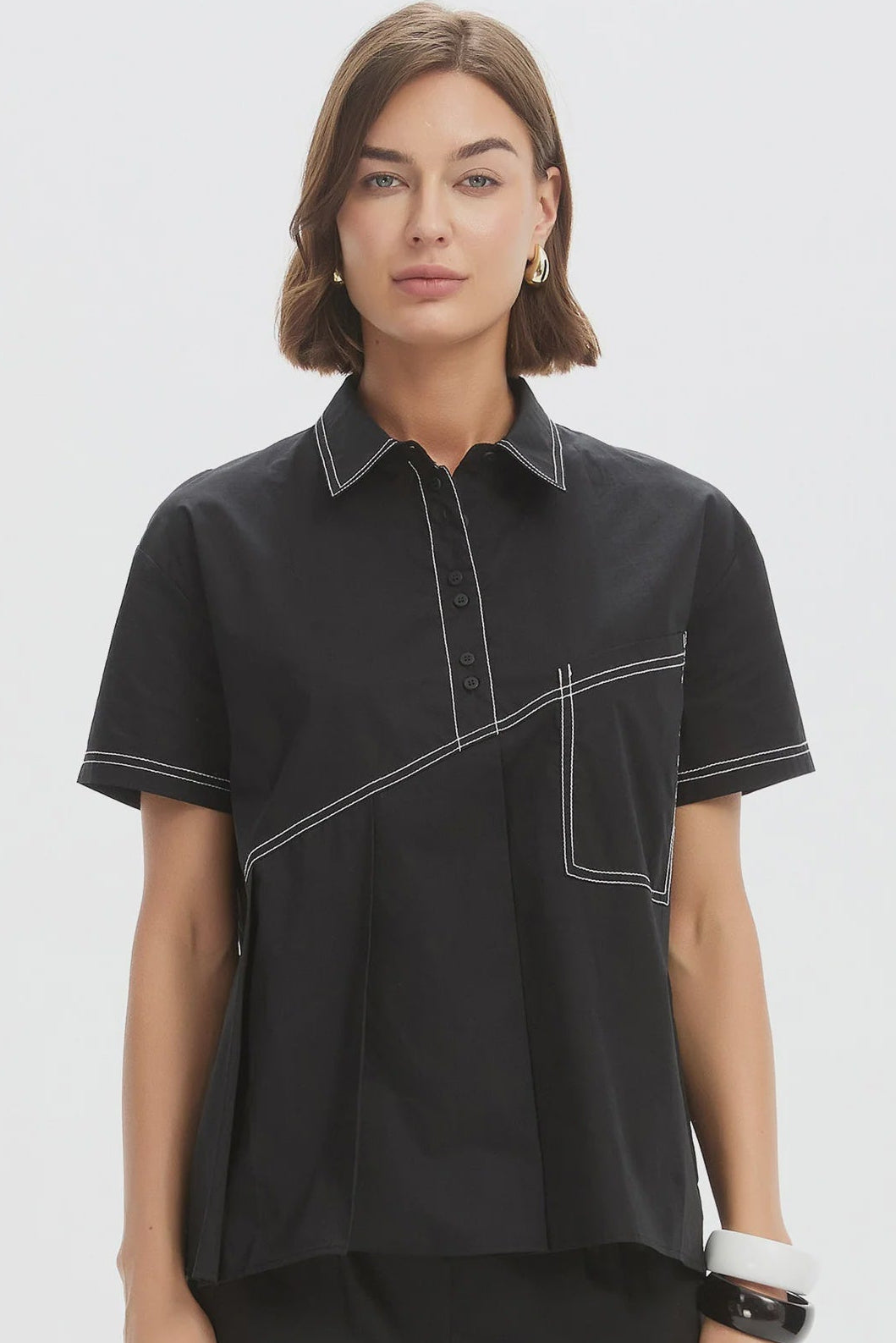Pleated Contrast Shirt