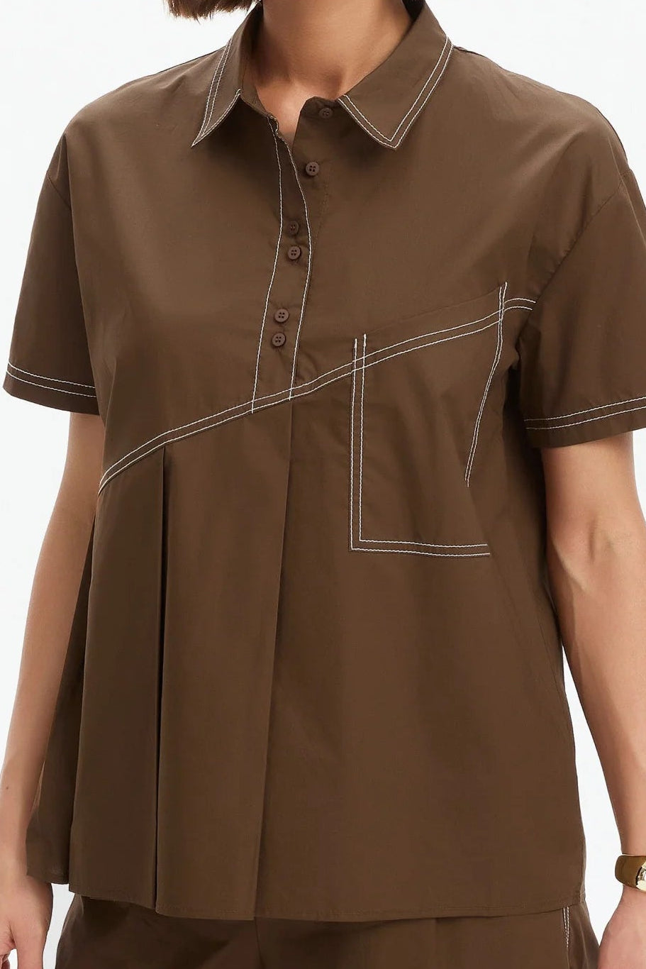 Pleated Contrast Shirt