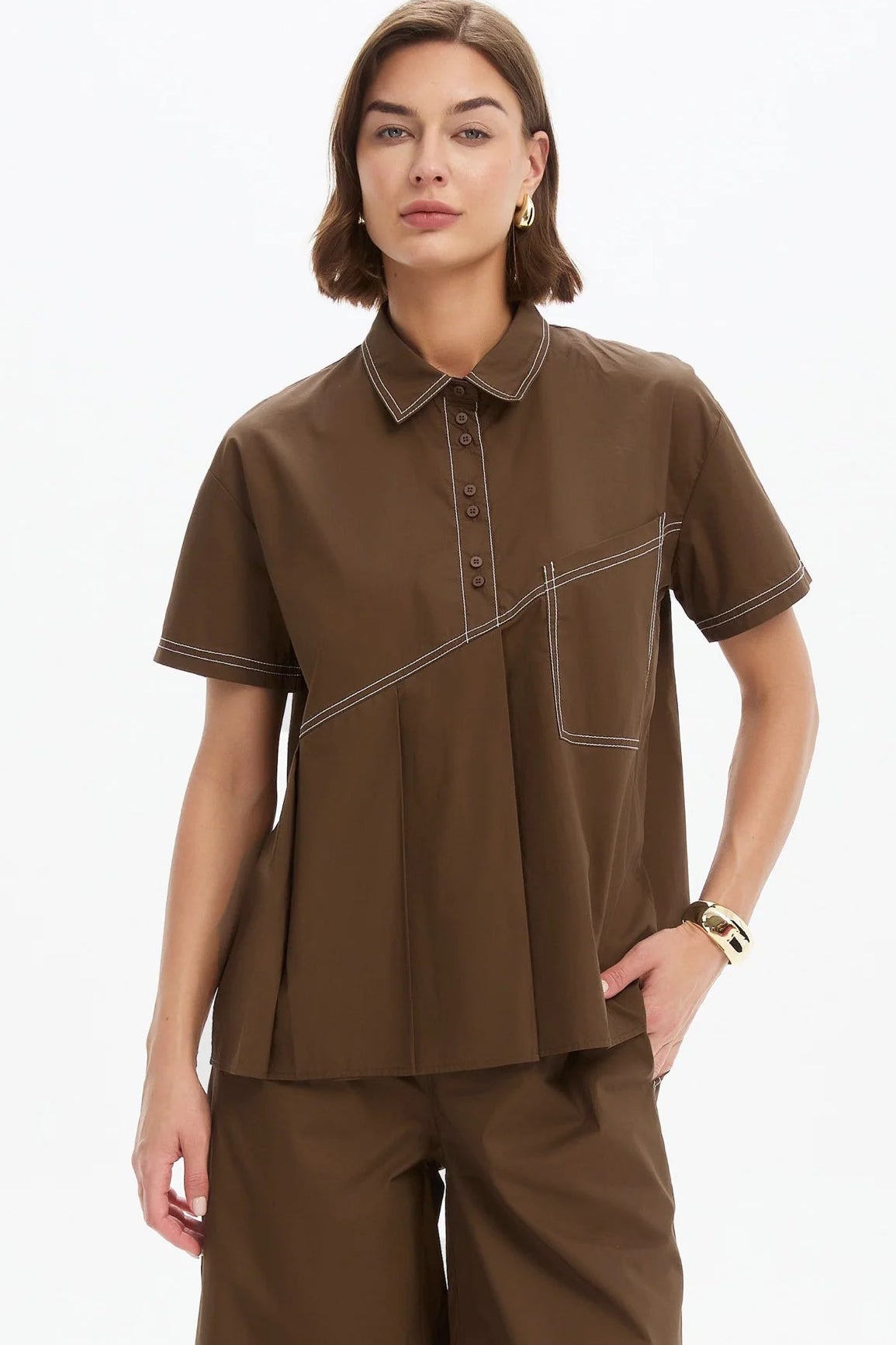 Pleated Contrast Shirt