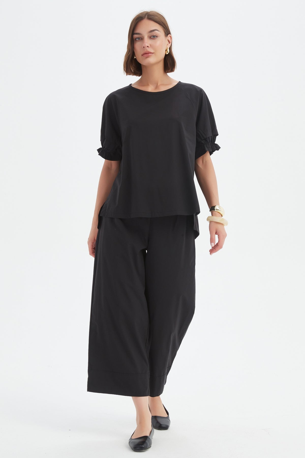 Ruffle Sleeve Lyocell Top