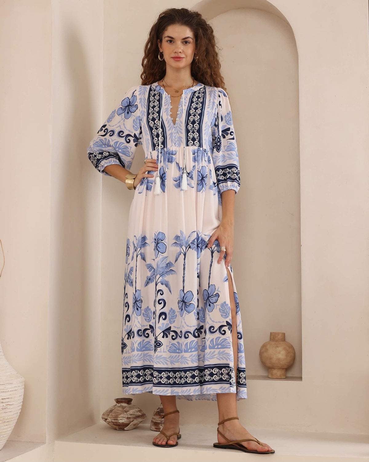Azure Palm Resort Dress
