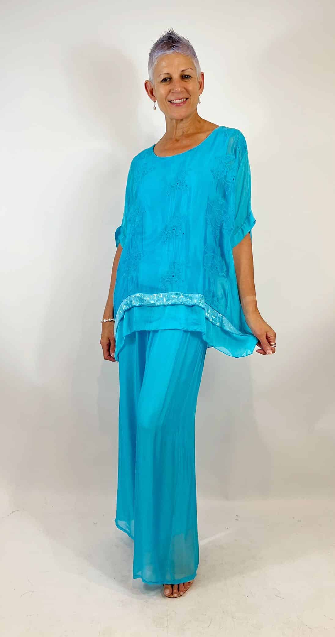 Silk Embroidered Sequin Top