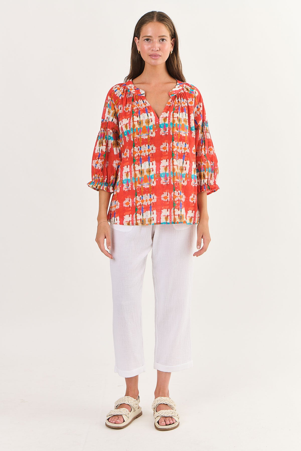 Ladies Namastai Tutti Frutti Print Cotton Top.