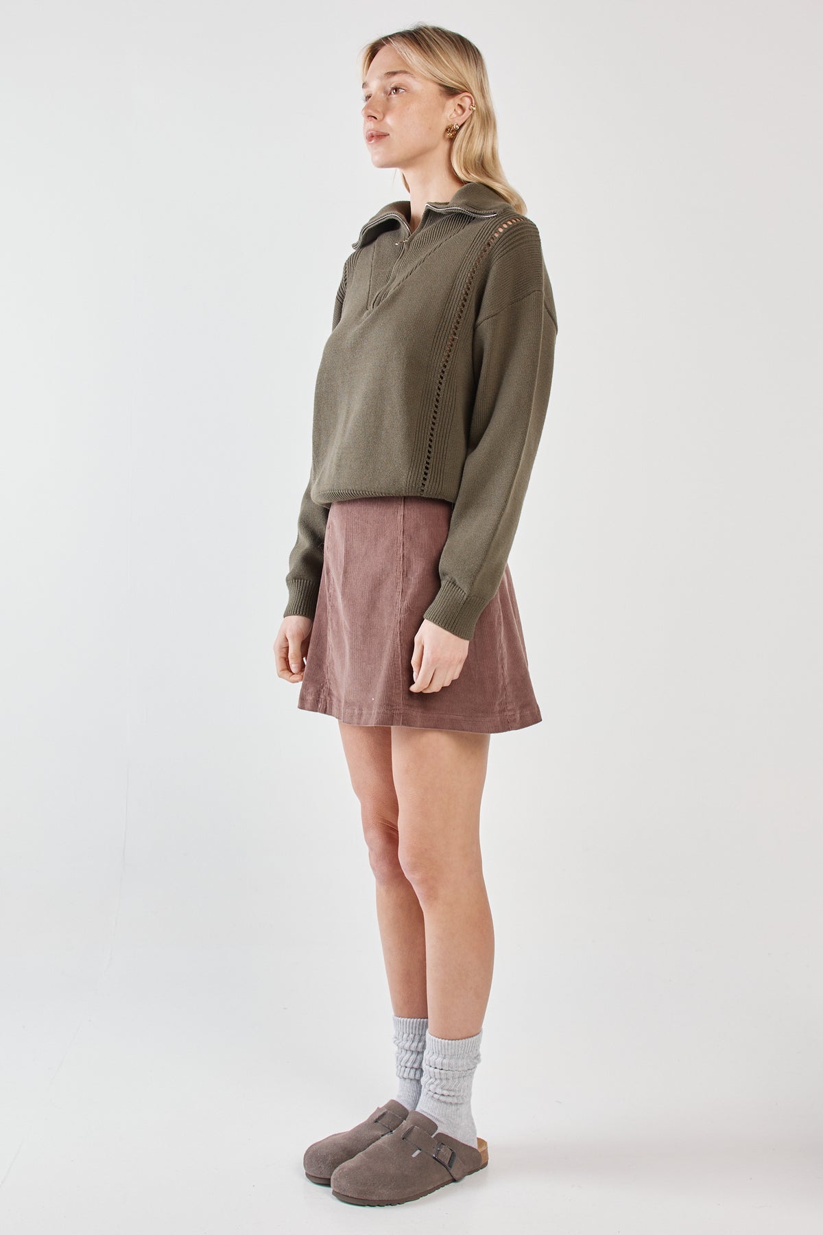 Esti Pointelle Zip Up Knit