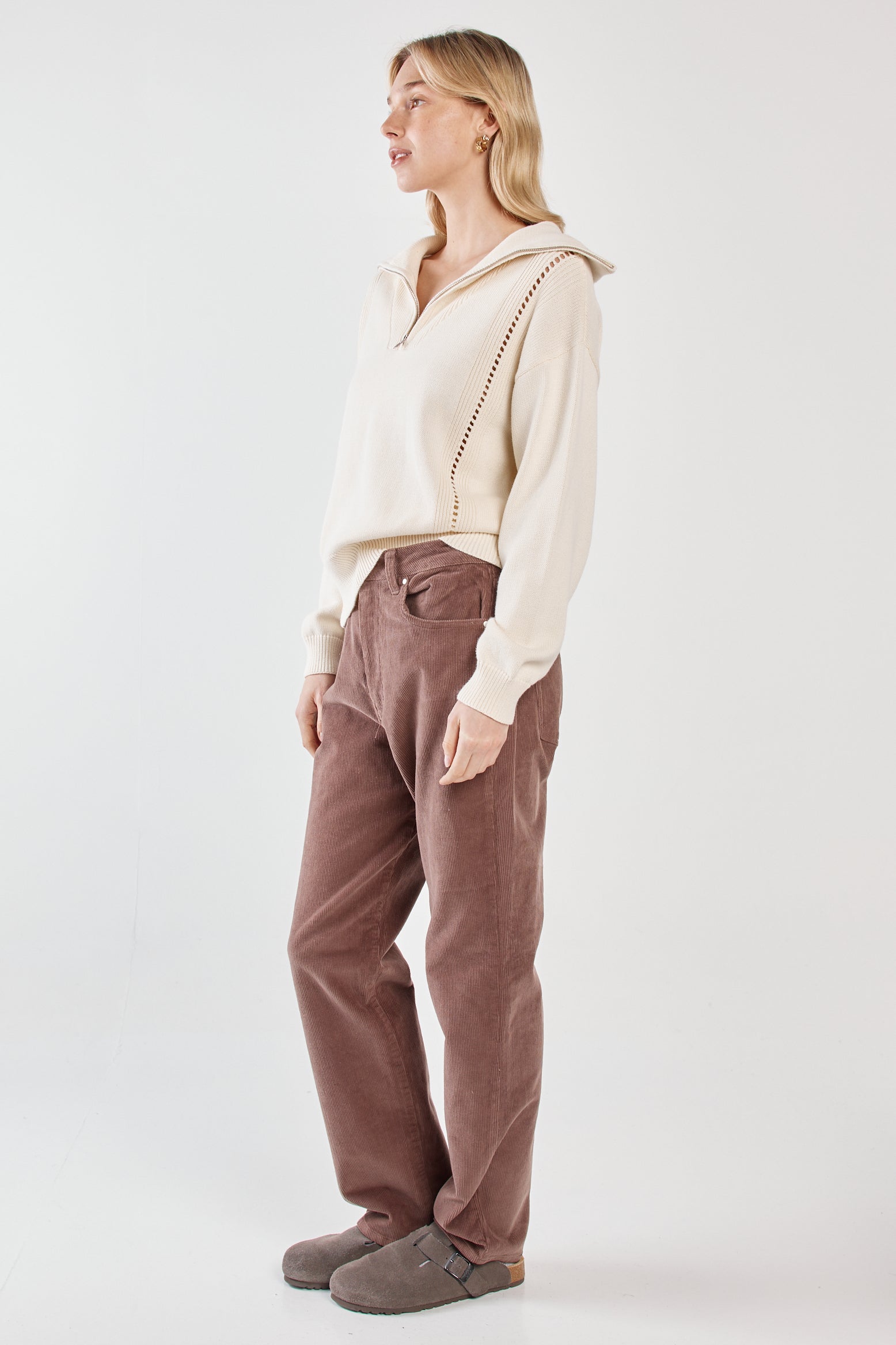 Esti Pointelle Zip Up Knit