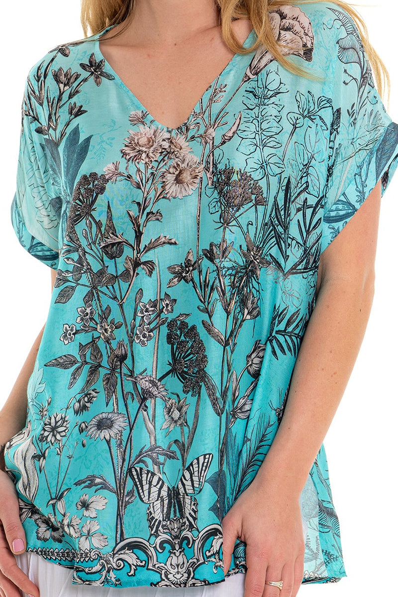 Butterfly Blu V-Neck Top