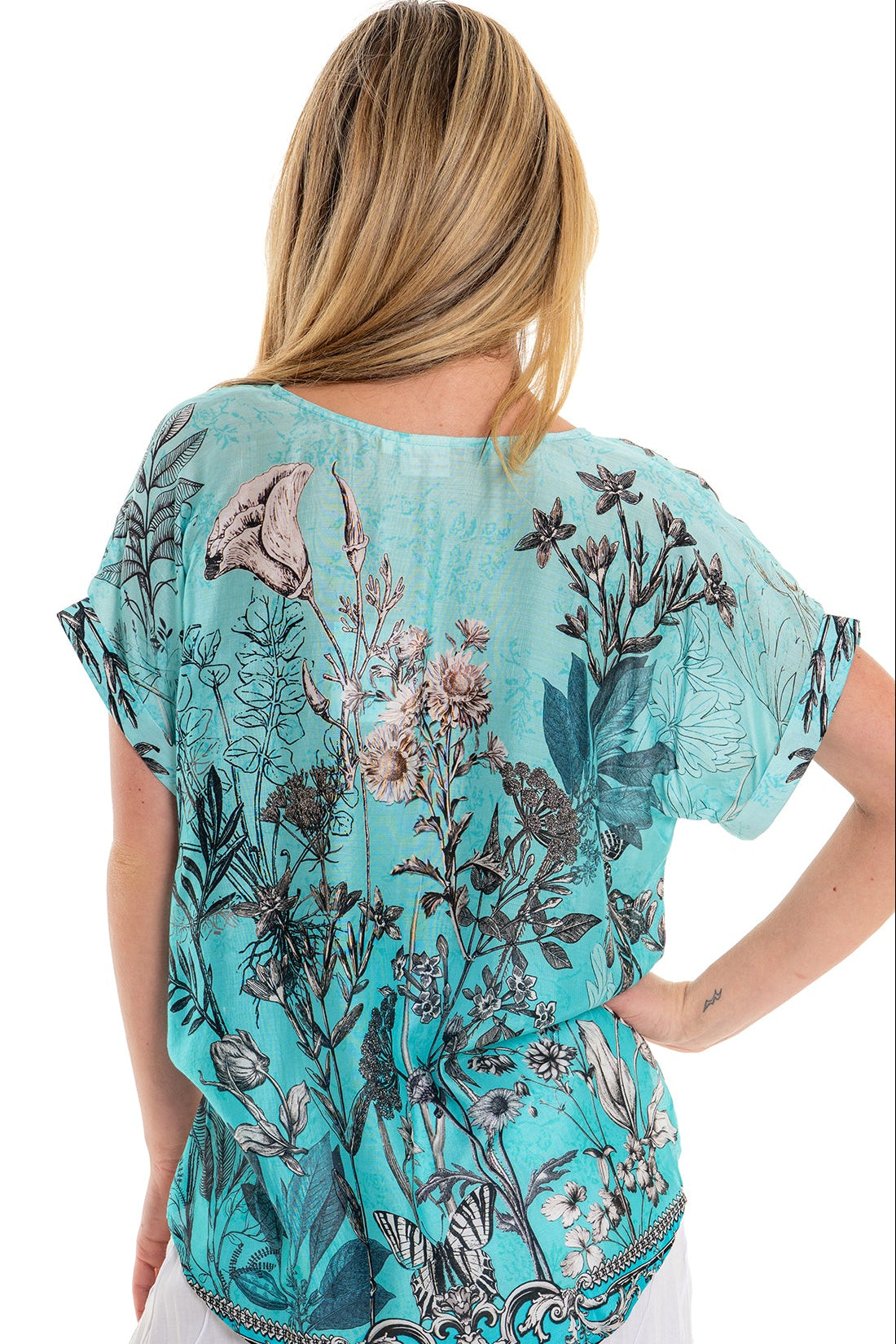 Butterfly Blu V-Neck Top