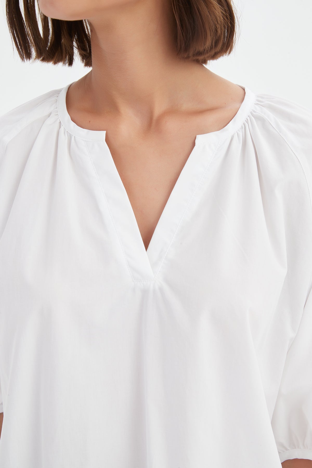 Gathered Notch Neck Top
