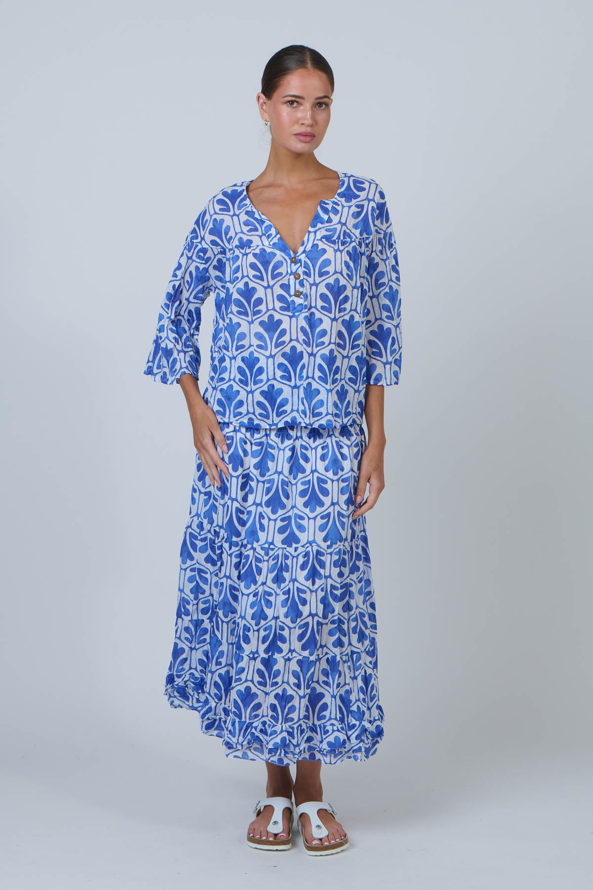 V-Neck Button Detail Top