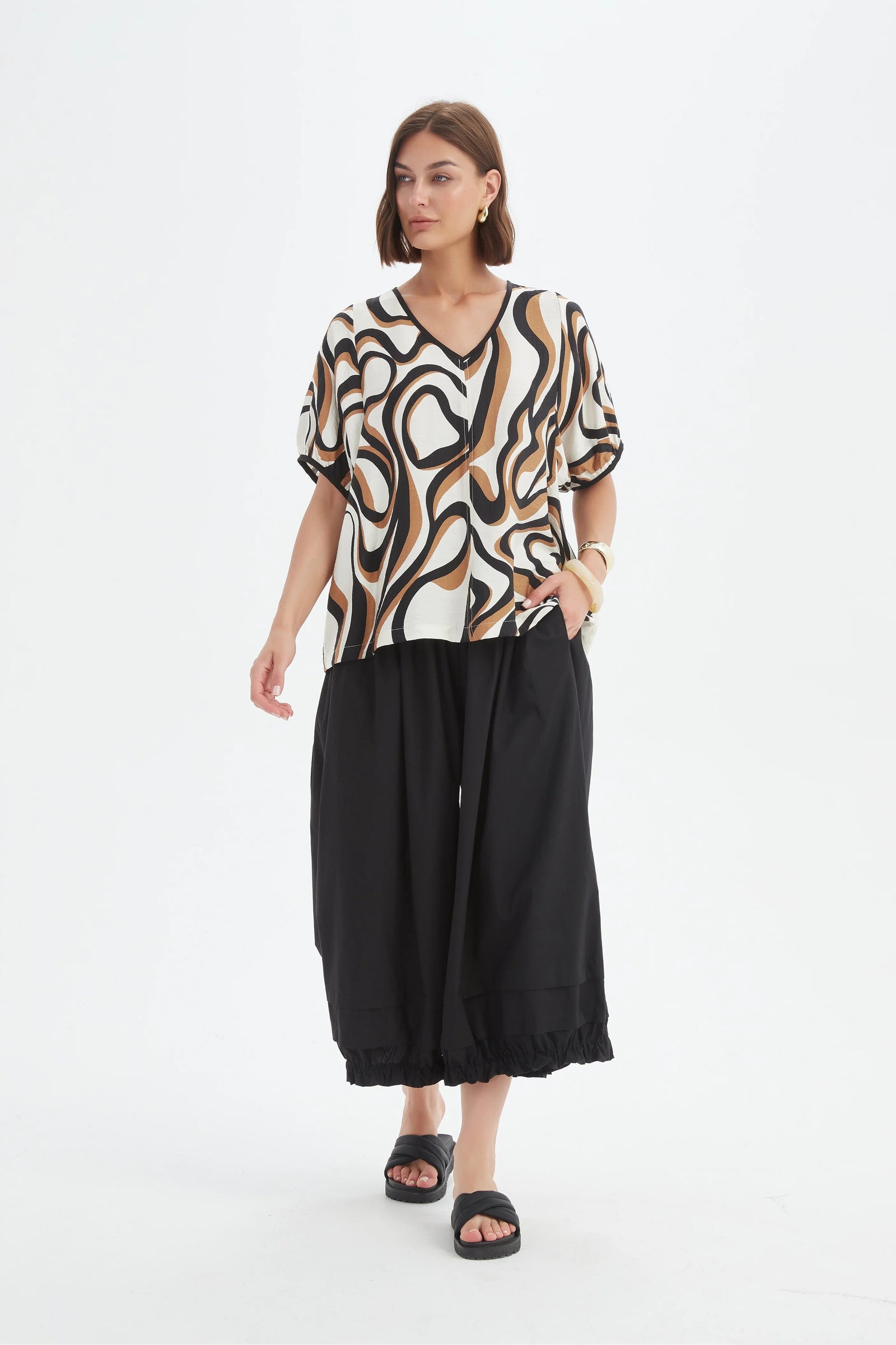 Bishop Sleeve Swirl Top