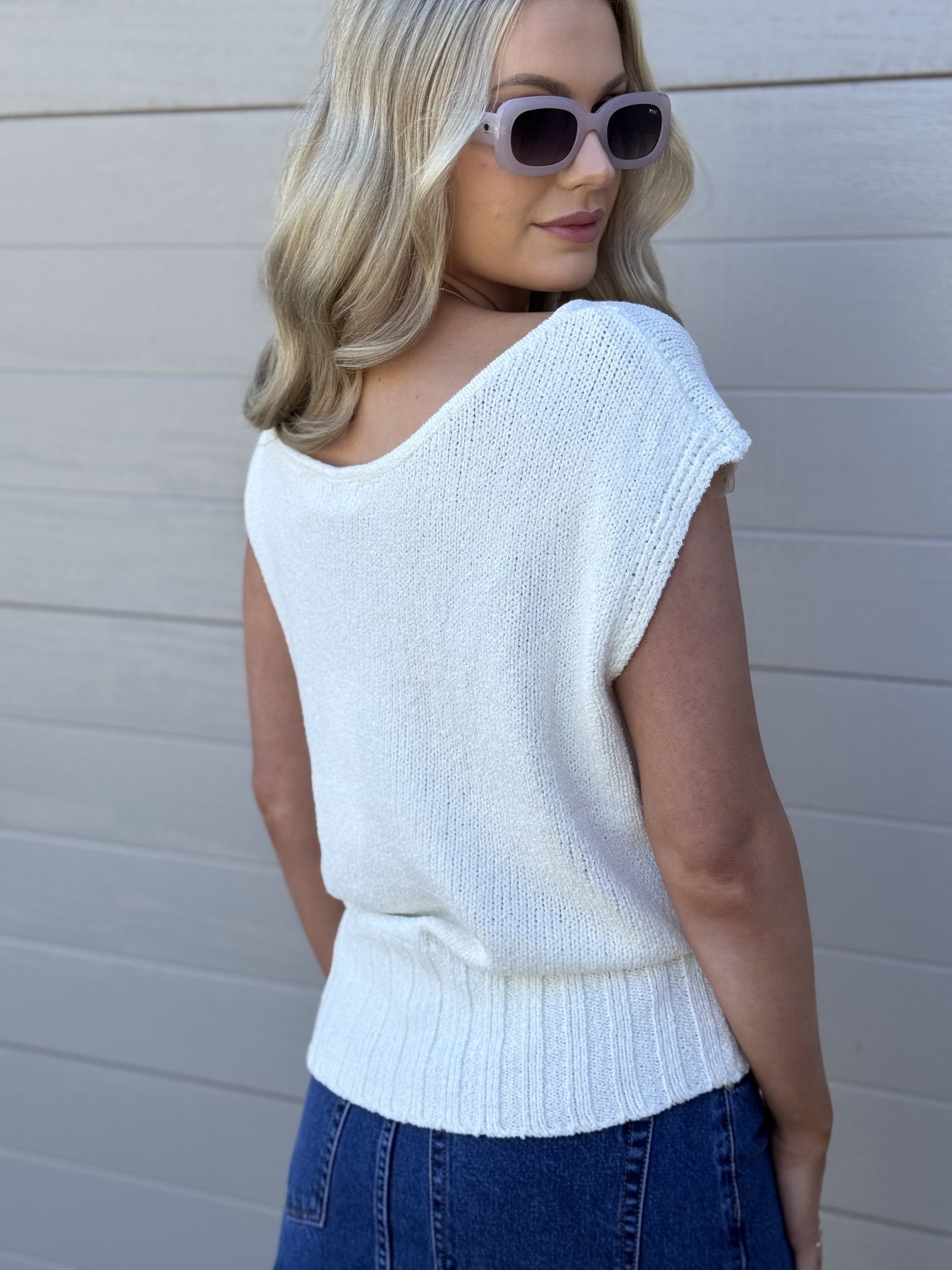 Boat Neck Knit Top