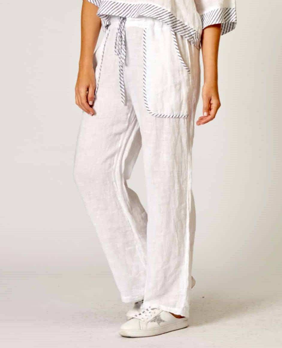 Linen Trimmed Pocket Pants