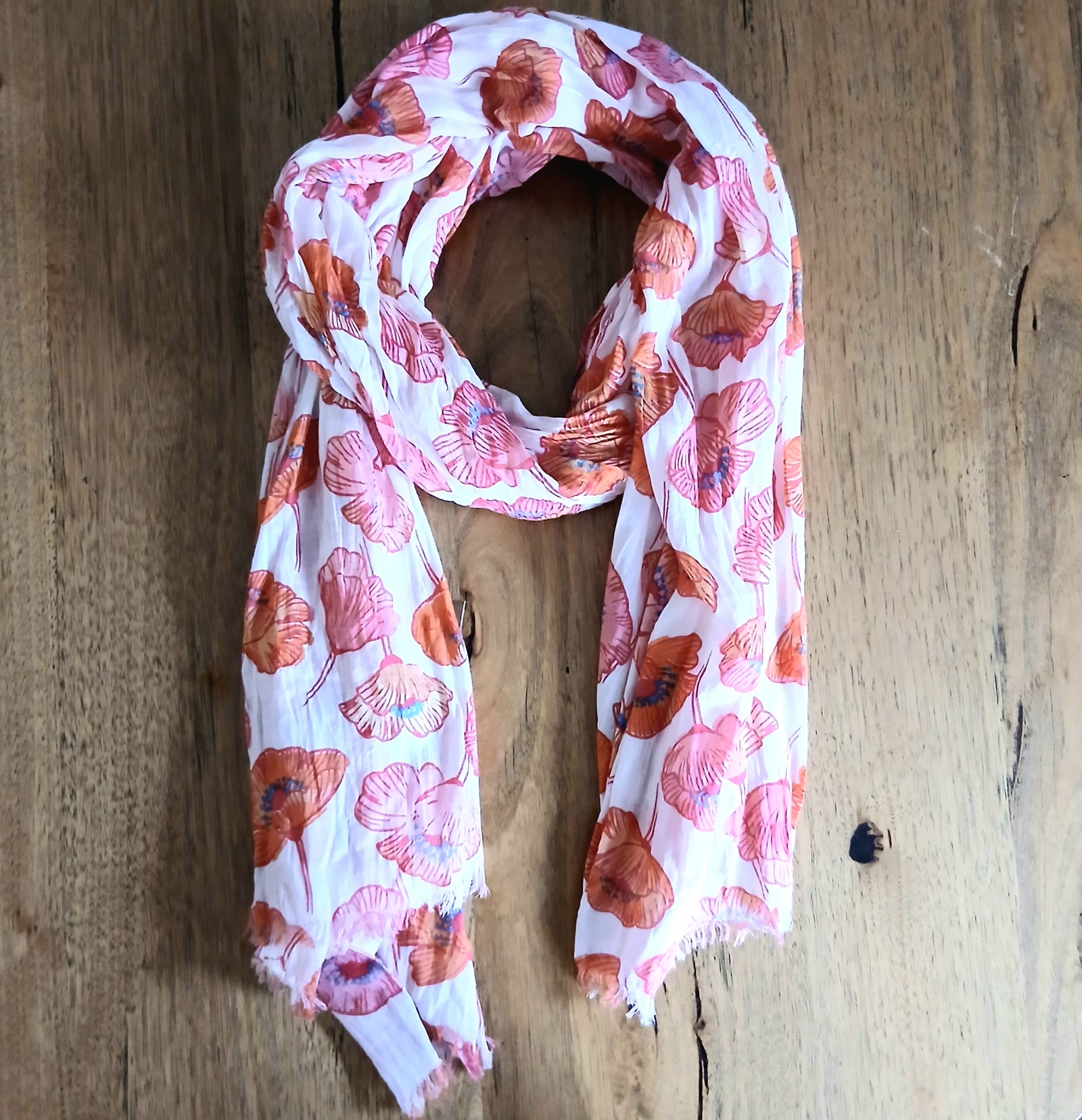 Red Poppy Cotton Scarf