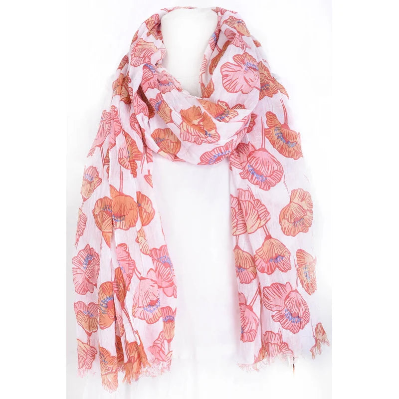 Red Poppy Cotton Scarf