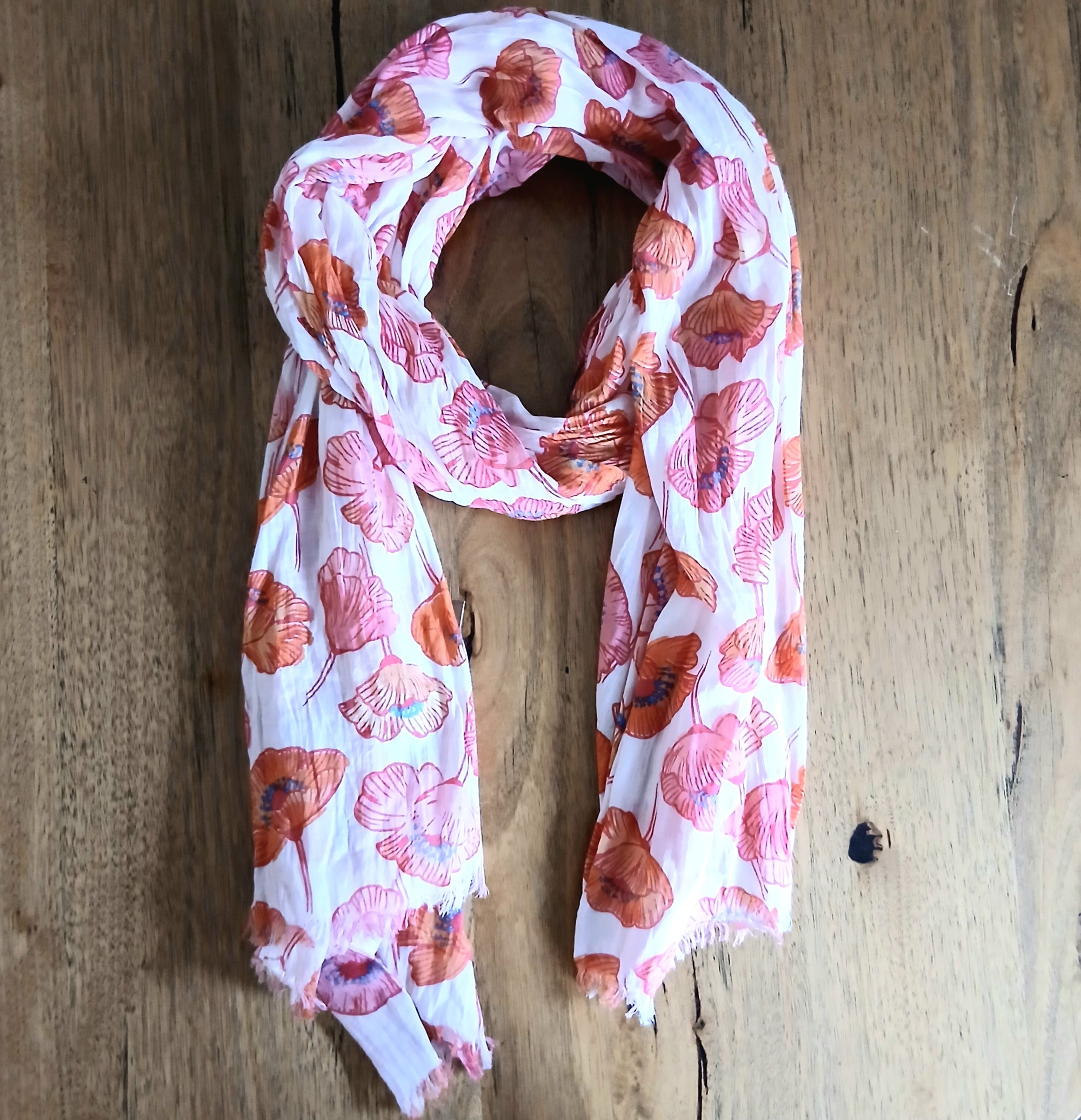 Red Poppy Cotton Scarf
