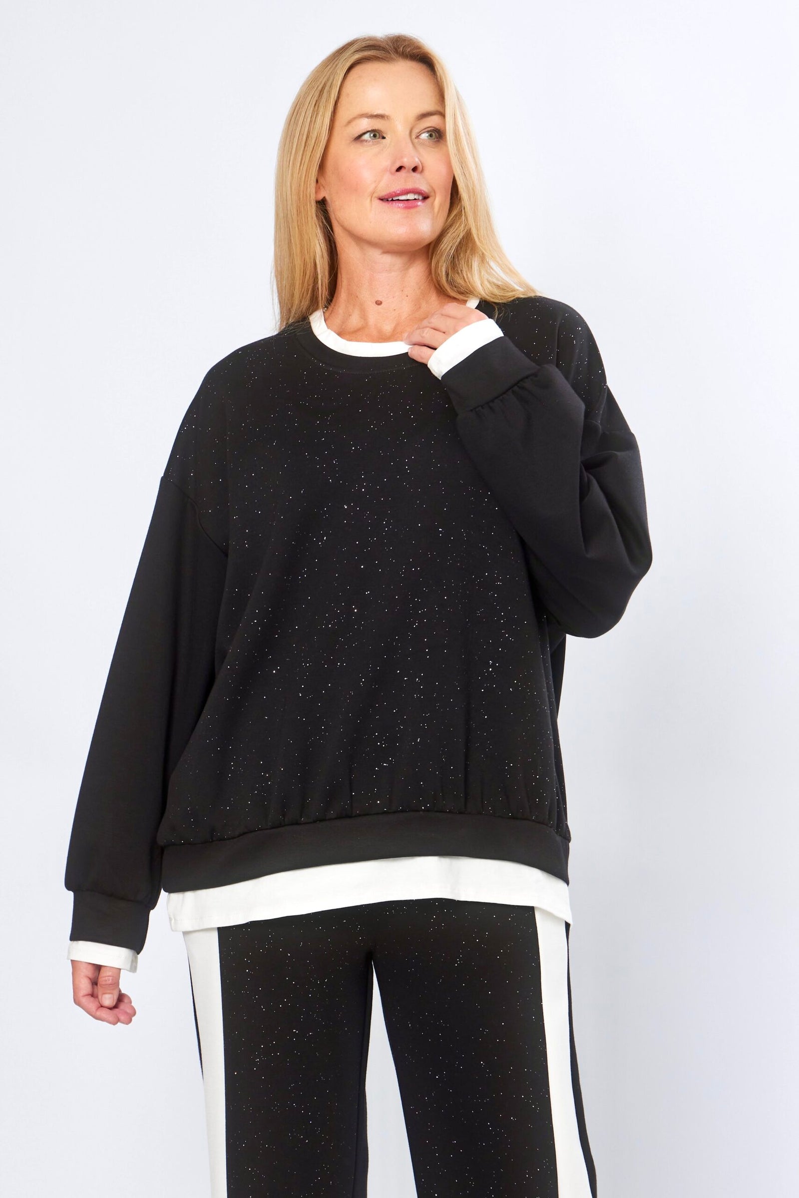 White Trim Sparkle Top