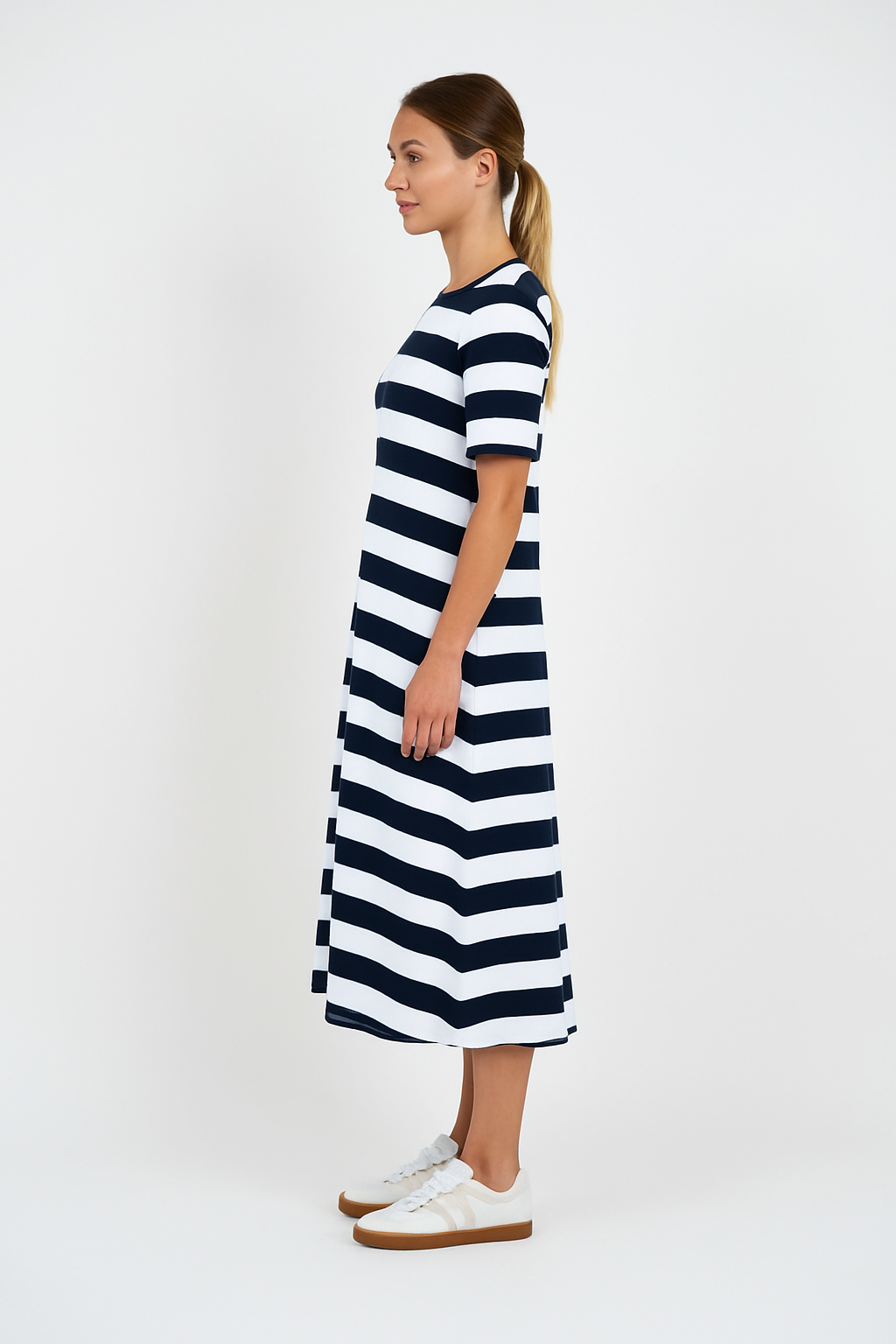 Wide Stripe Cotton Dress