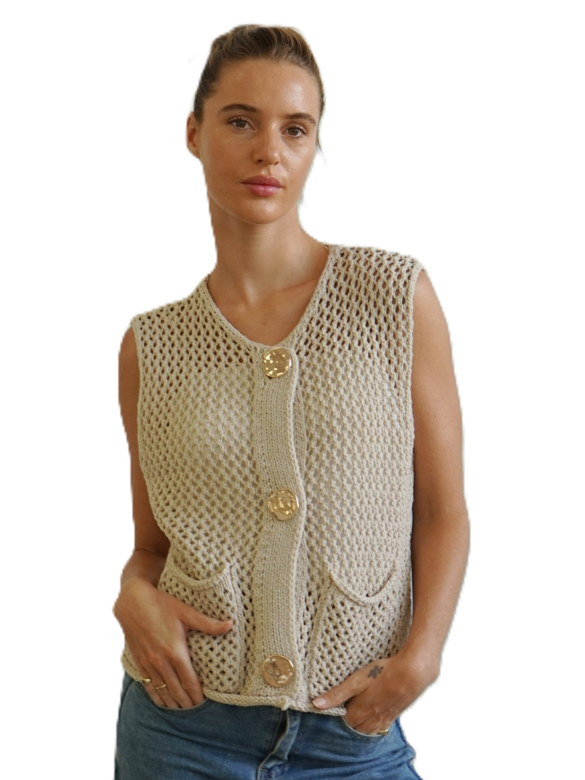 Etta Open Knit Vest Top