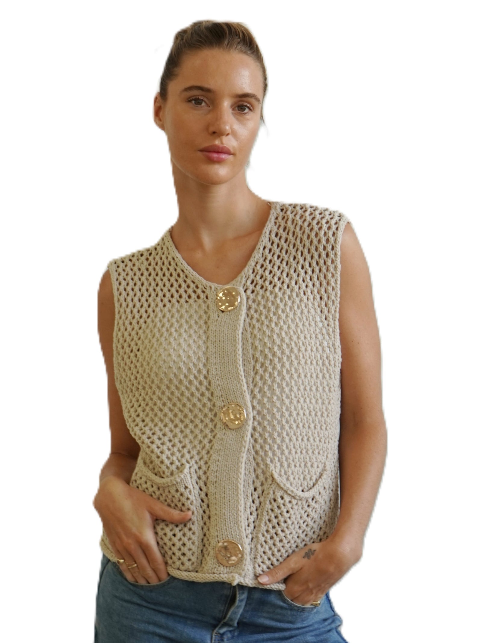 Etta Open Knit Vest Top