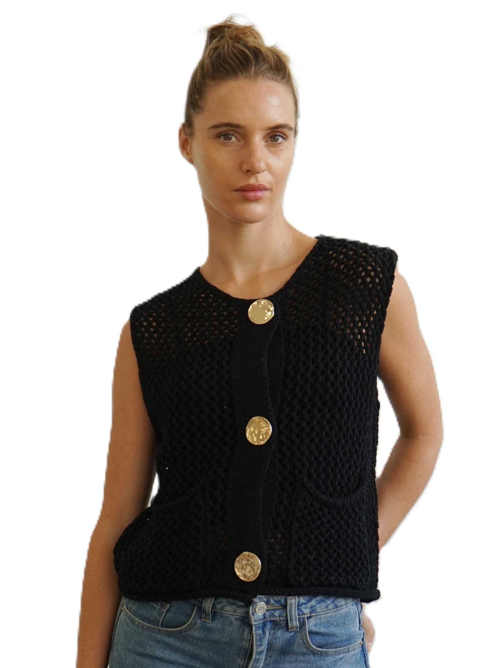 Etta Open Knit Vest Top