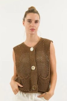 Etta Open Knit Vest Top